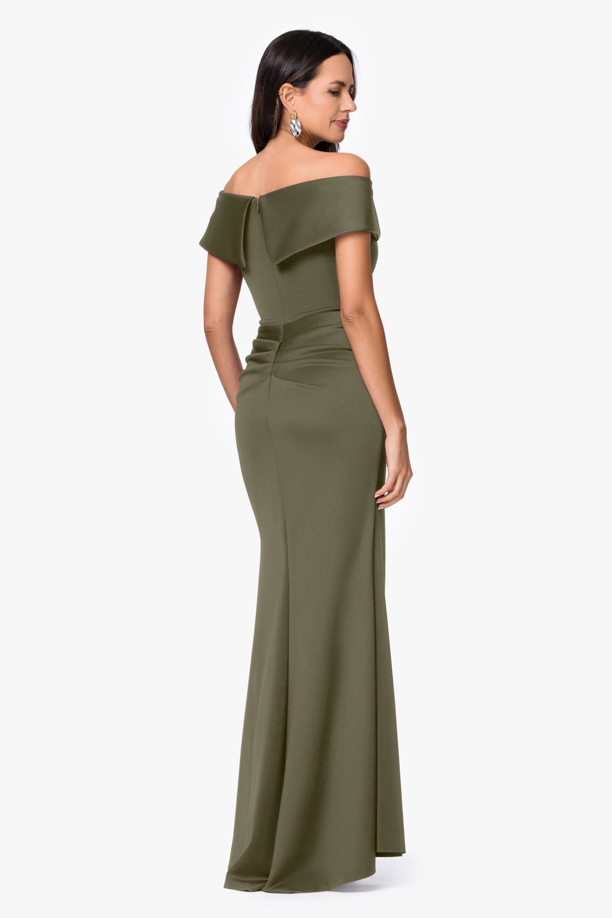 "Patti" Techno Scuba Off The Shoulder Dress