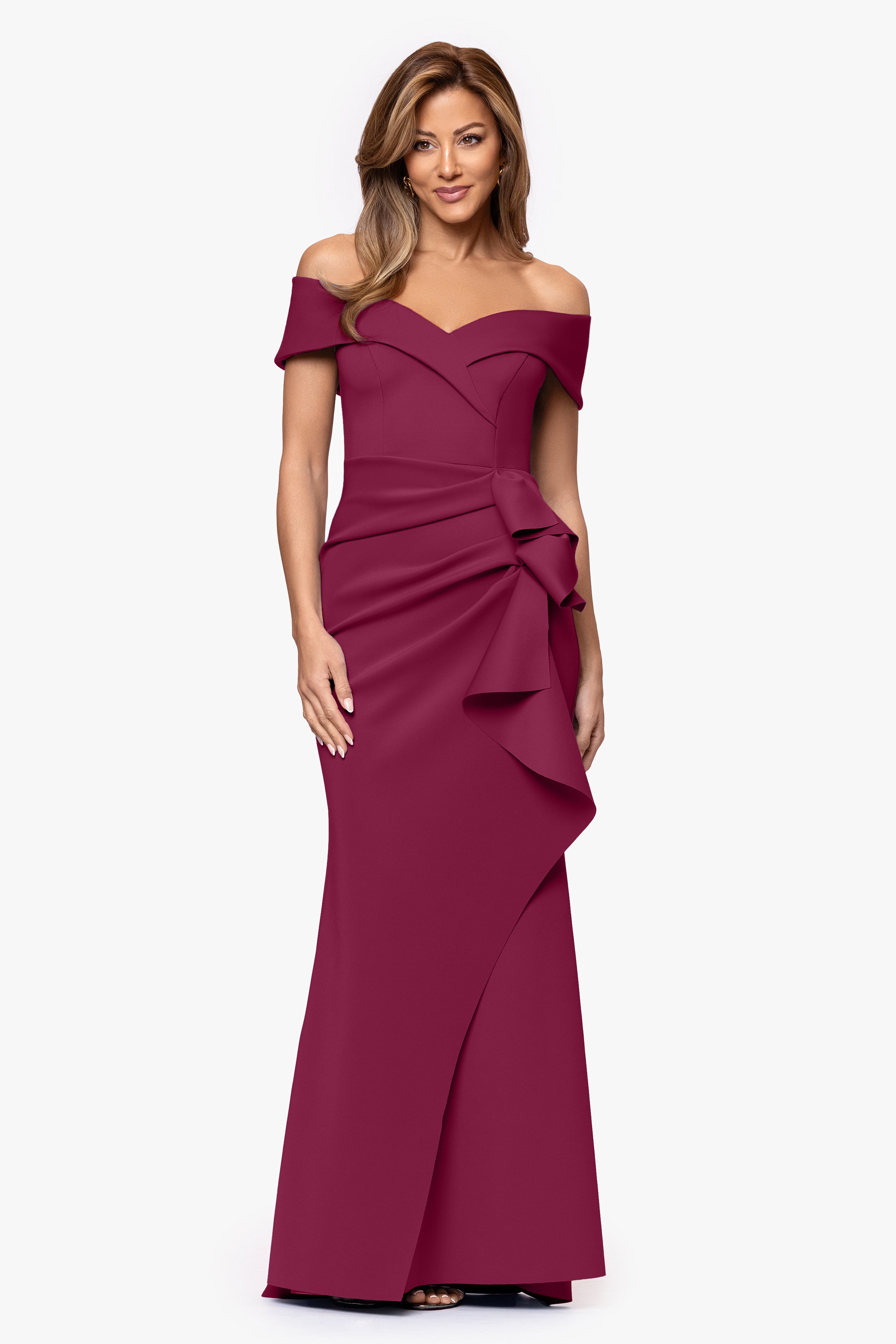 "Patti" Techno Scuba Off The Shoulder Dress