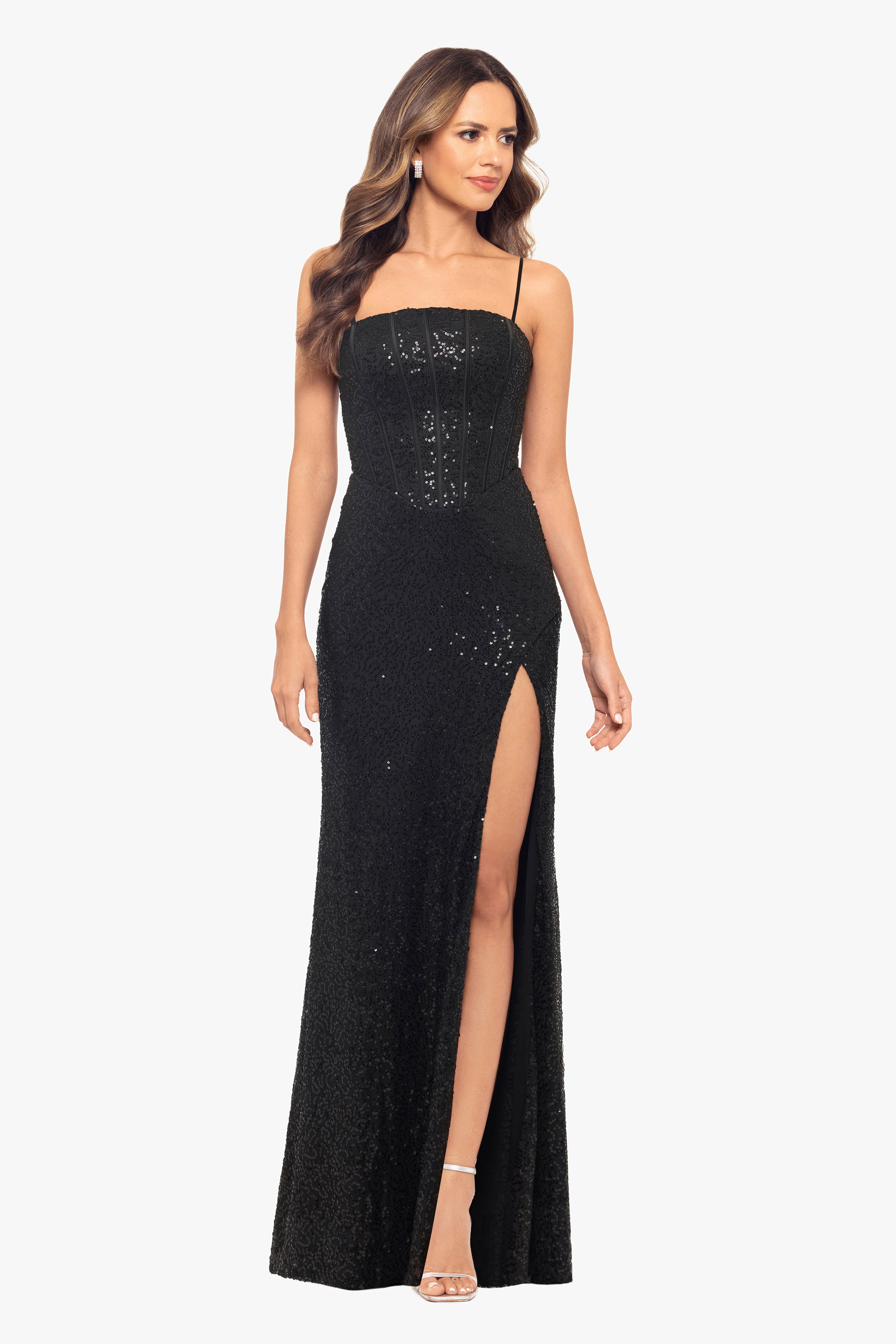 Blondie Nites "Jenée" Long Corset Sequin Dress