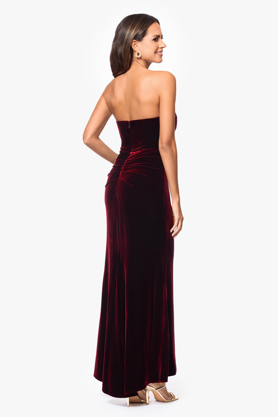 Petite "Marion" Long Velvet Bustier Dress