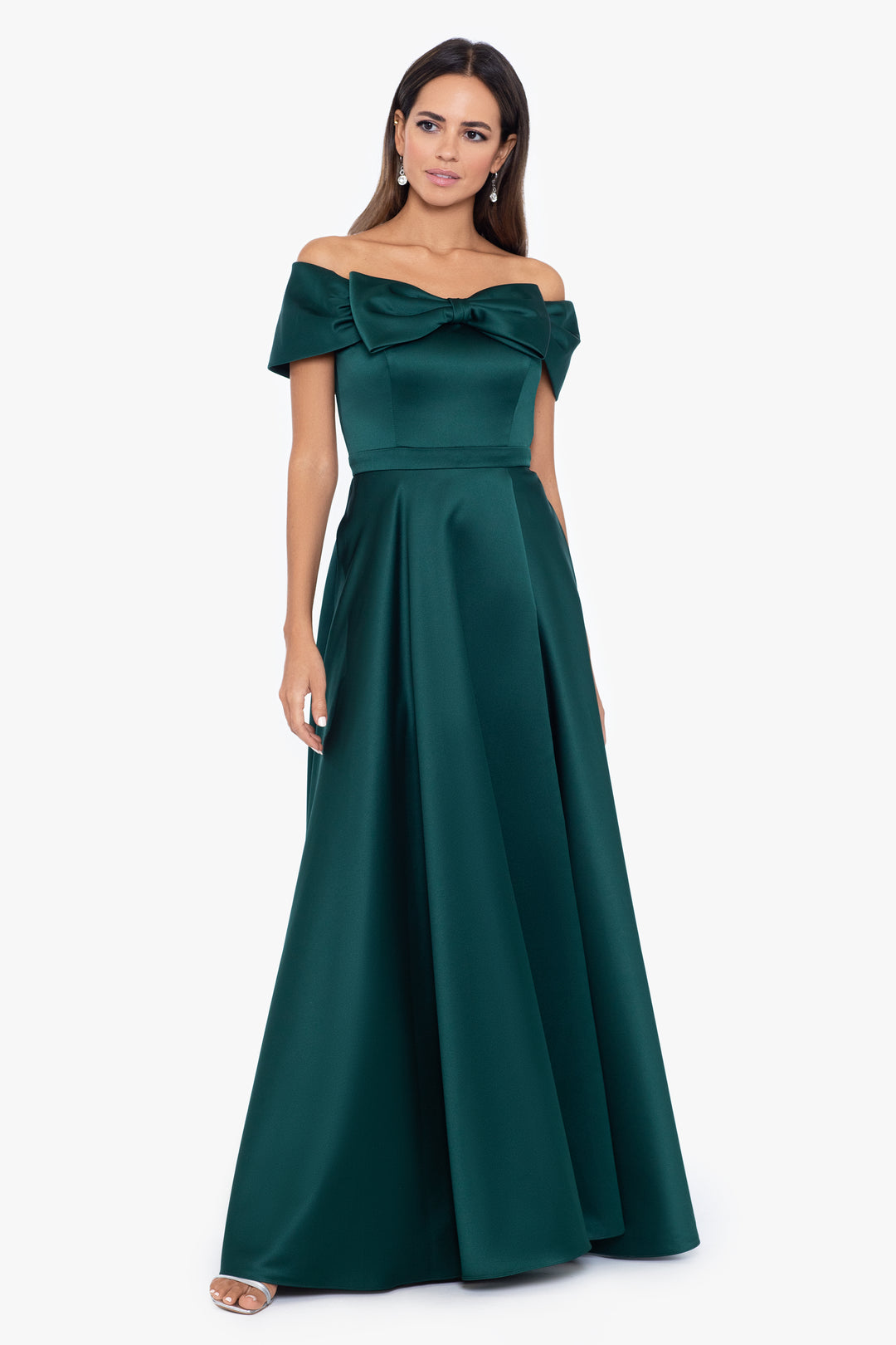 "Sydney" Long Lamour Off the Shoulder Bow Ball Gown