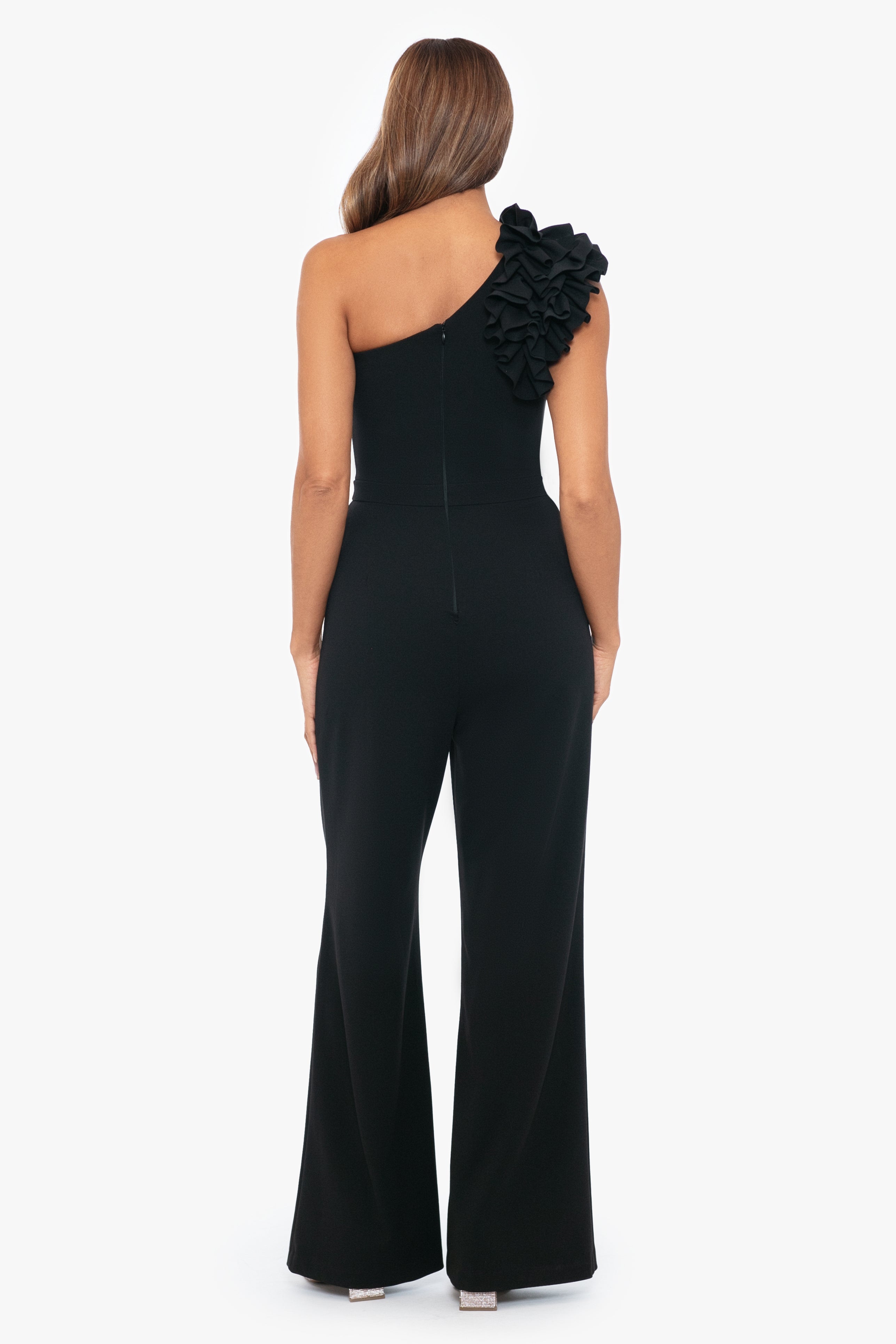 "Carissa" One Shoulder Scuba Crepe Jumpsuit