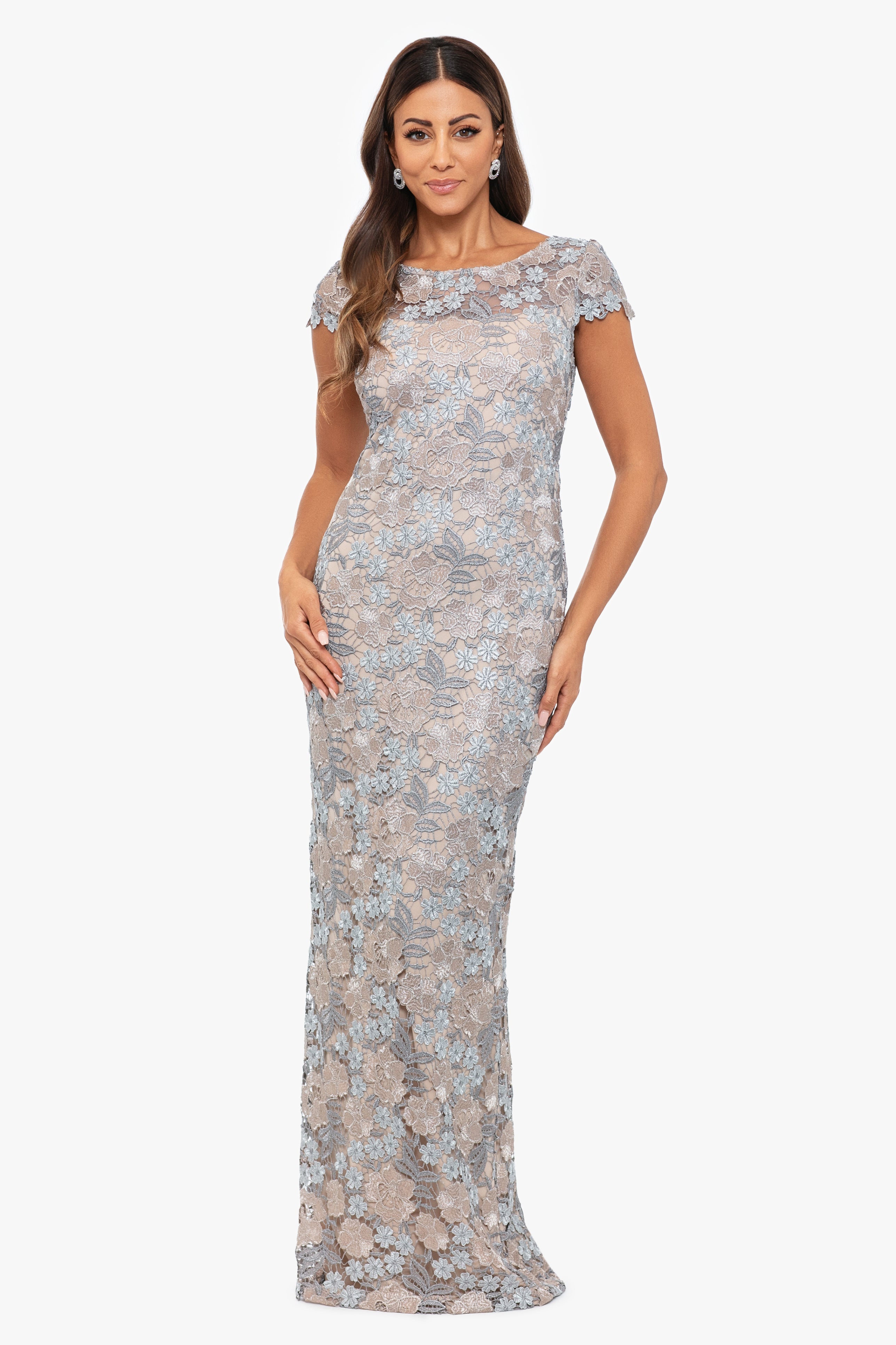 "Stormi" Long Lace Slit Back Dress