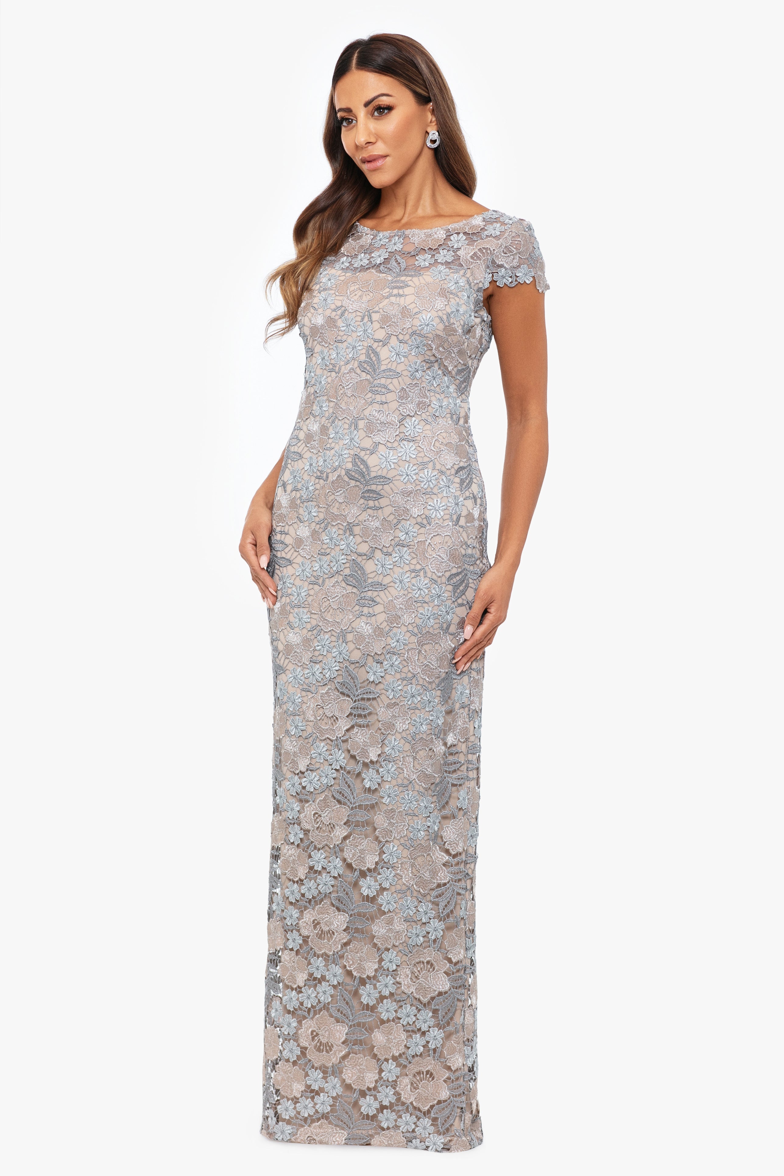 "Stormi" Long Lace Slit Back Dress