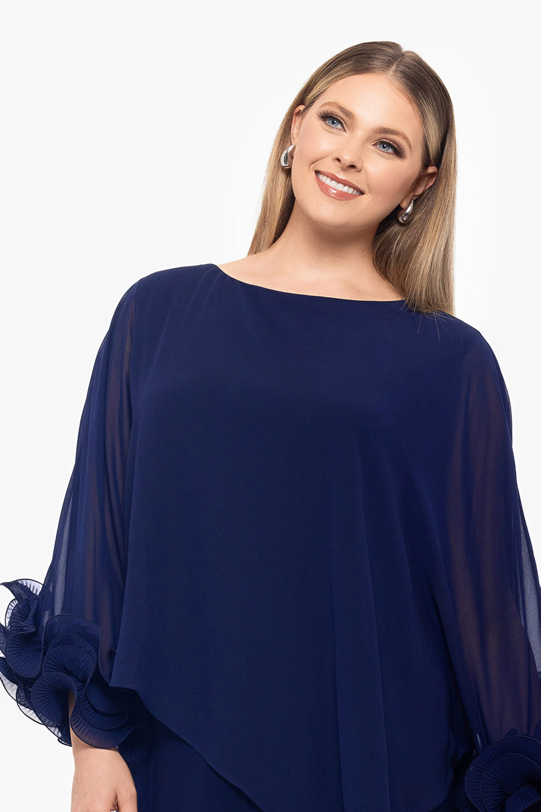 Plus "Denise" Chiffon Overlay Ruffle Dress