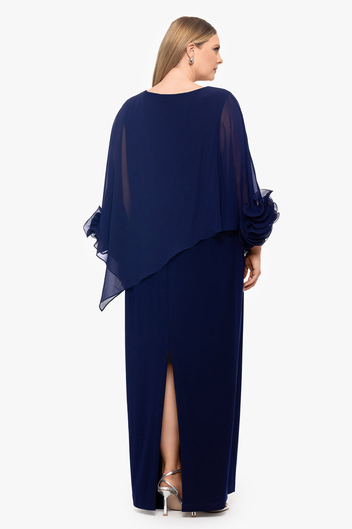 Plus "Denise" Chiffon Overlay Ruffle Dress