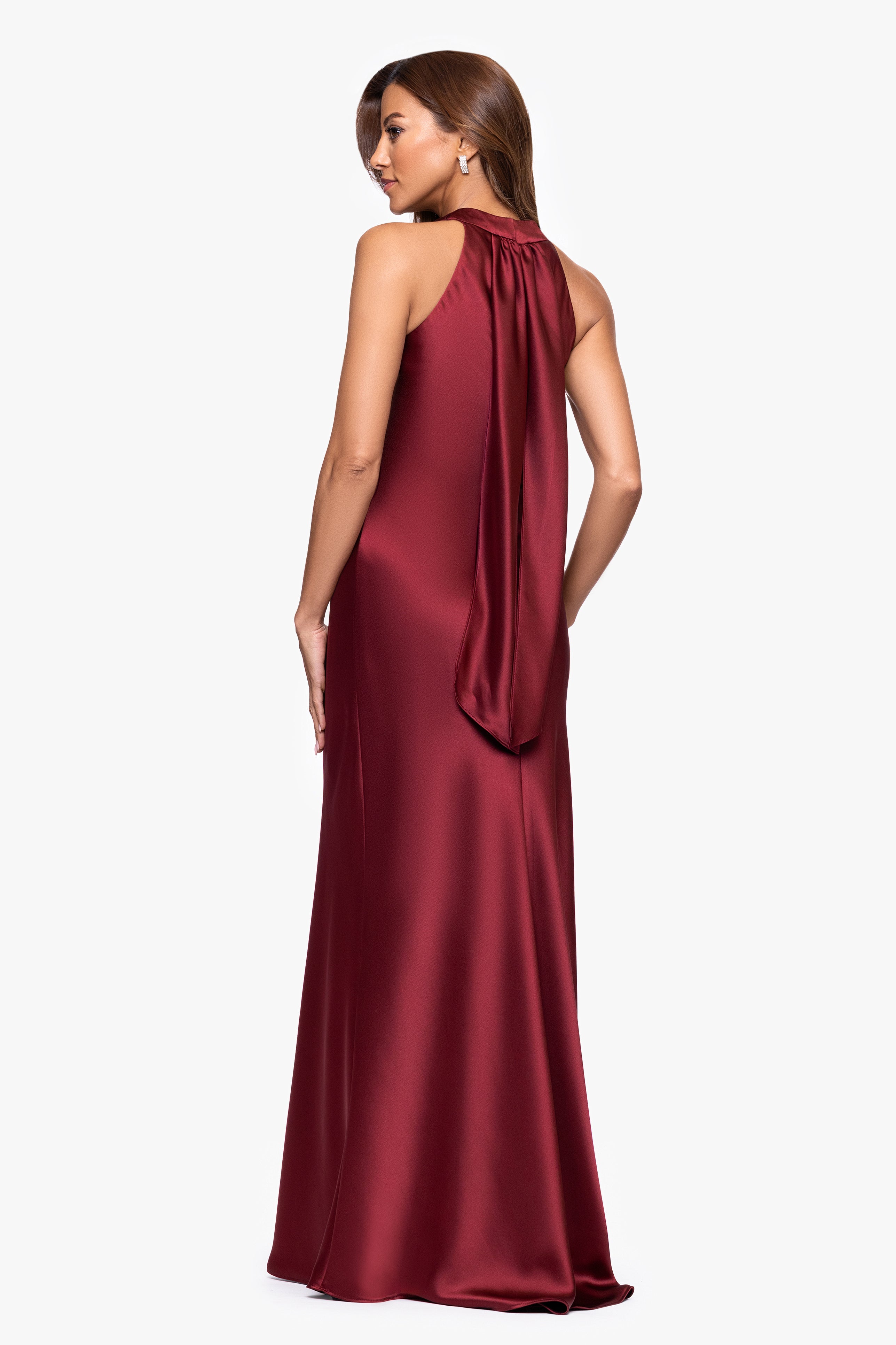 "Francesca" Satin Halter Tie Neck Dress