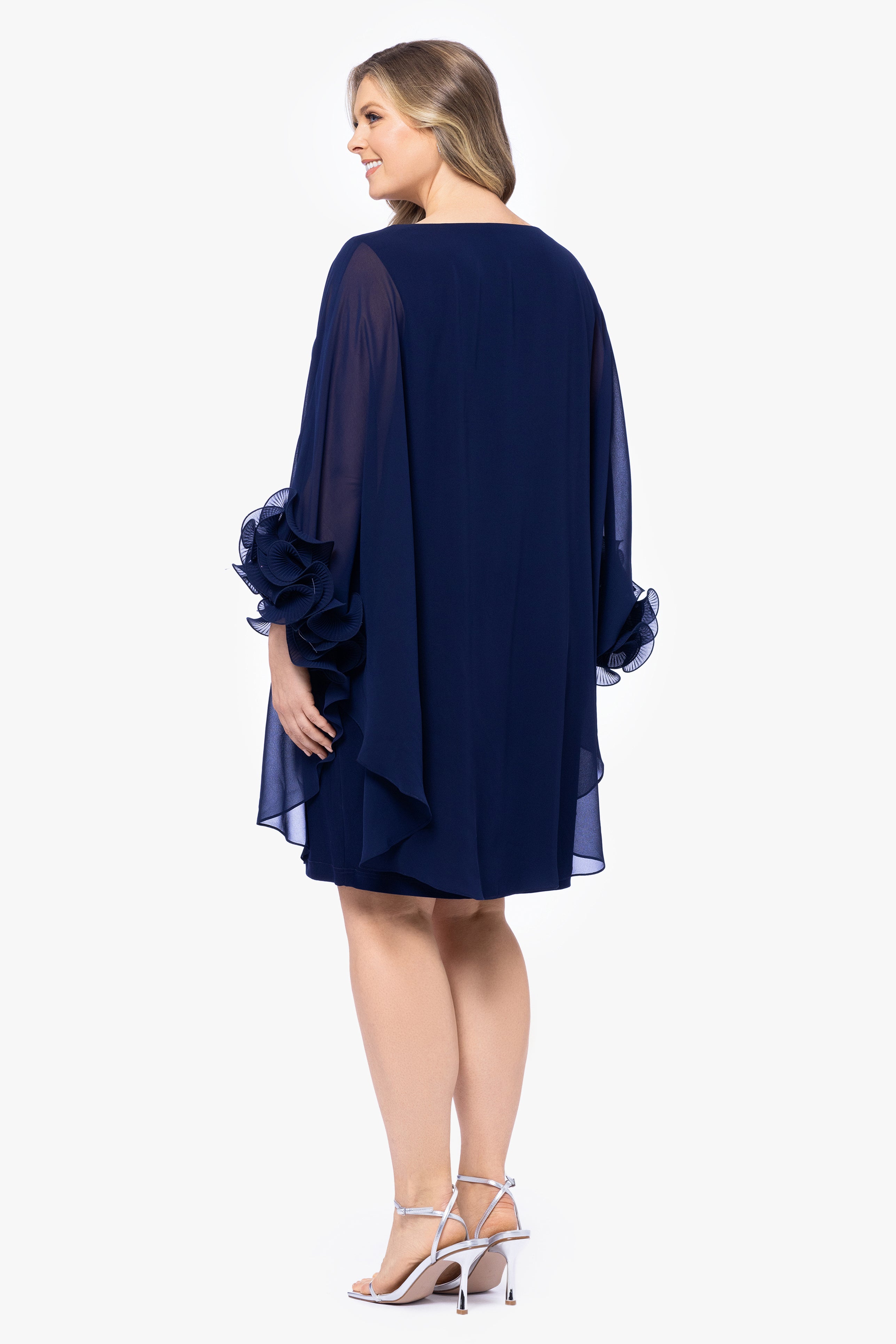 Plus "Alexandra" Short Chiffon Overlay Ruffle Dress