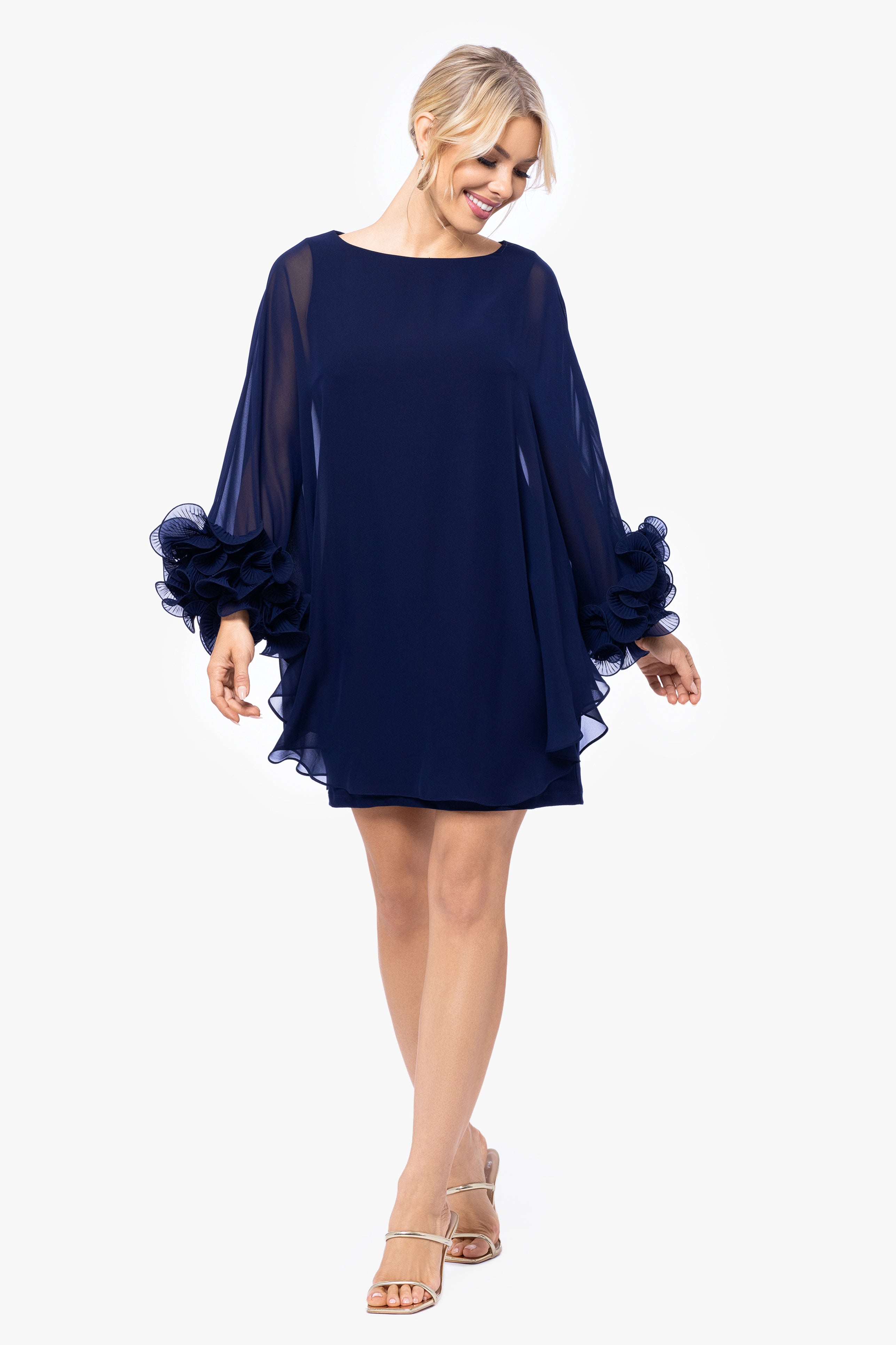 "Alexandra" Short Chiffon Overlay Ruffle Dress