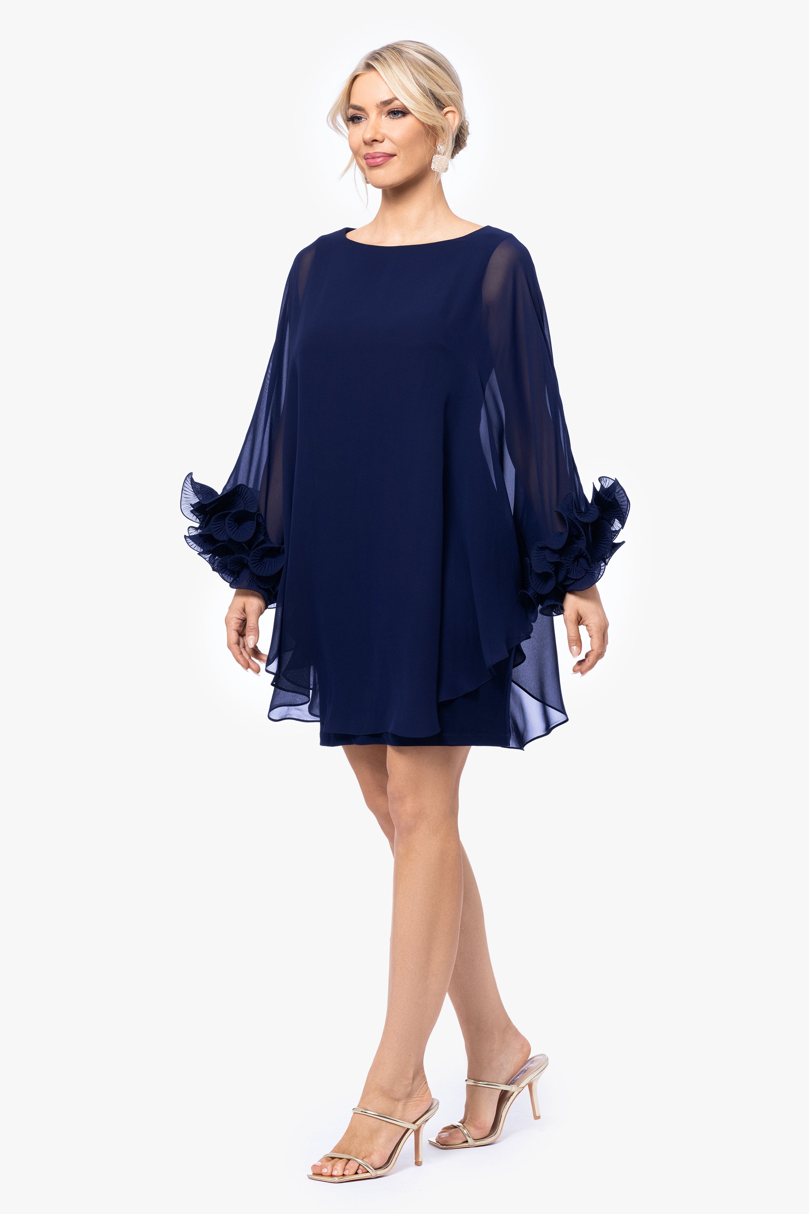 "Alexandra" Short Chiffon Overlay Ruffle Dress