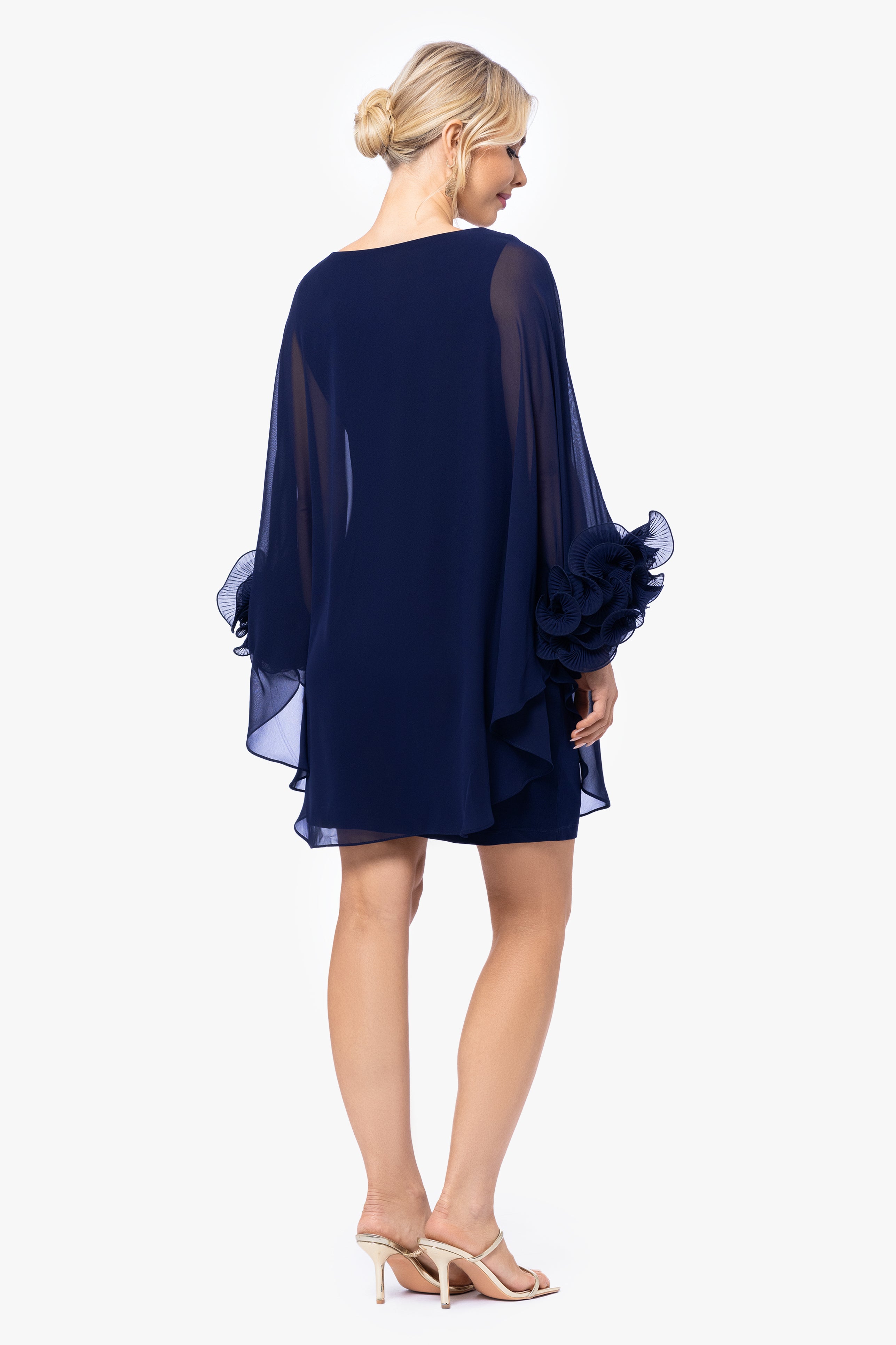 "Alexandra" Short Chiffon Overlay Ruffle Dress