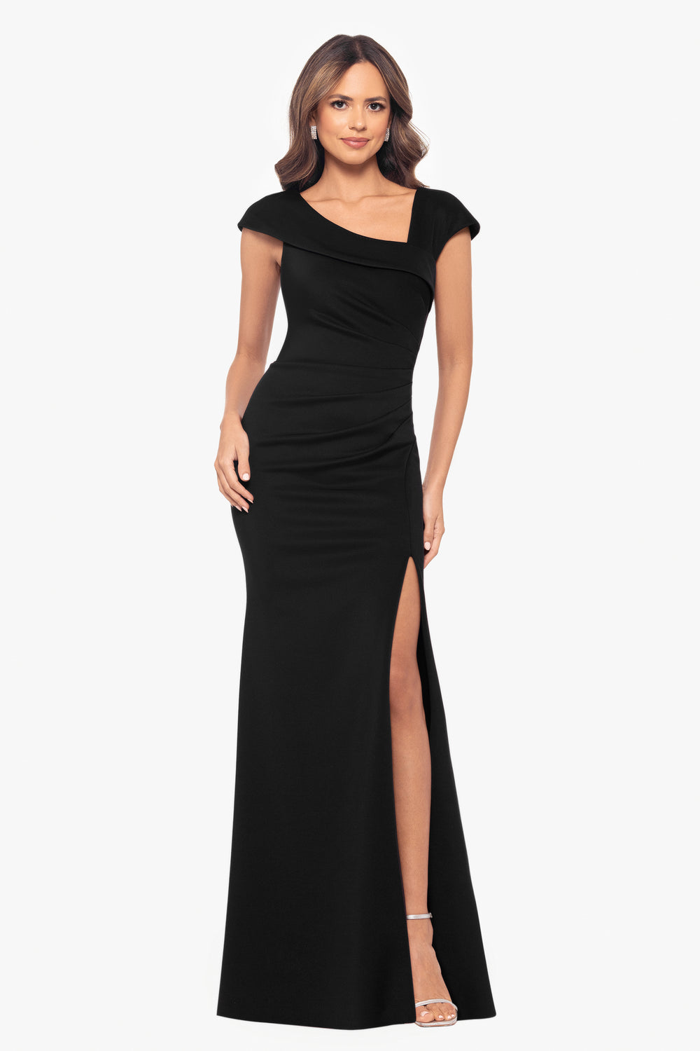 wedding guest dress black High-Stretch Midi wedding guest attire Katharina Hakaj Long Sleeve Slit Black Size:CHILD-2T