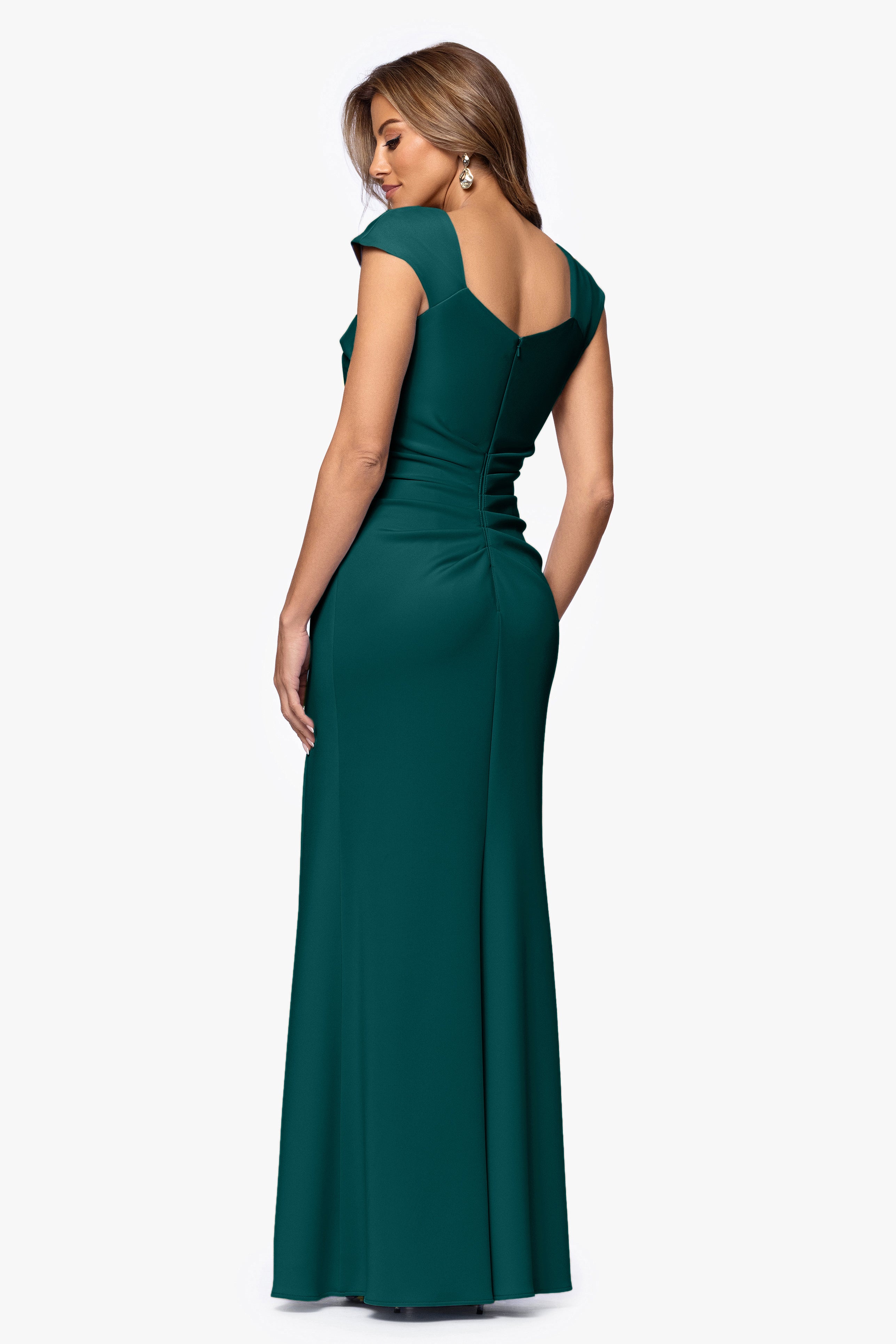 "Lenore" Techno Scuba Asymmetrical Neckline Dress