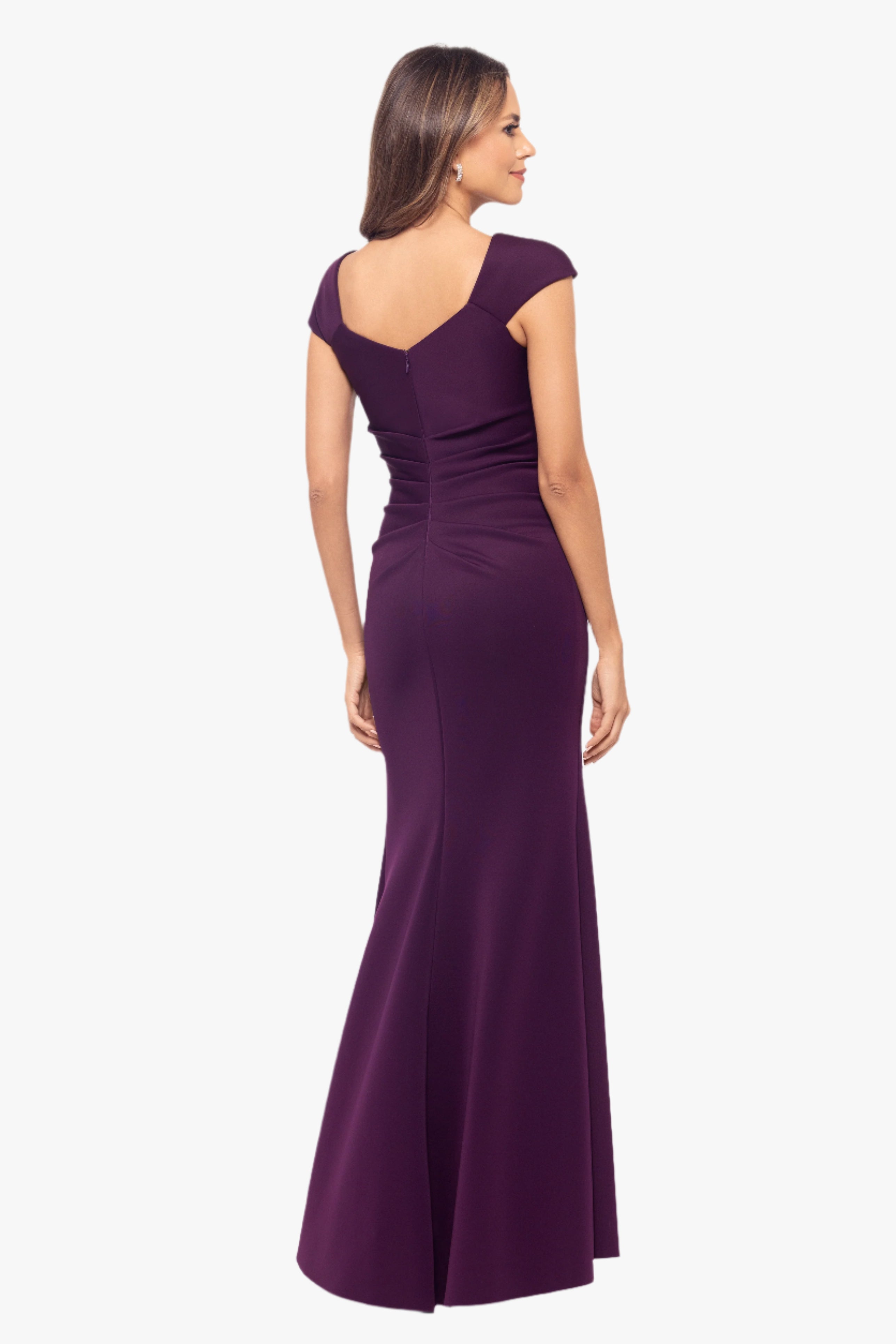 Petite "Lenore" Techno Scuba Asymmetrical Neckline Dress