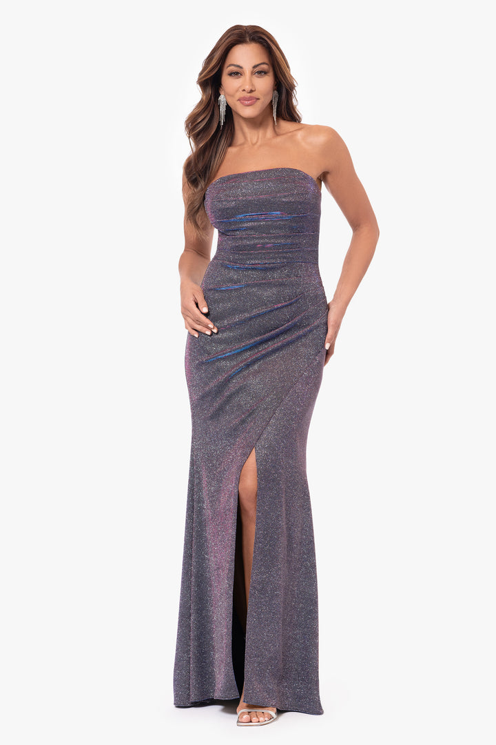 "Nicolette" Long Galaxy Glitter Strapless Gown