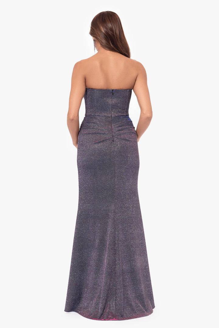 "Nicolette" Long Galaxy Glitter Strapless Gown