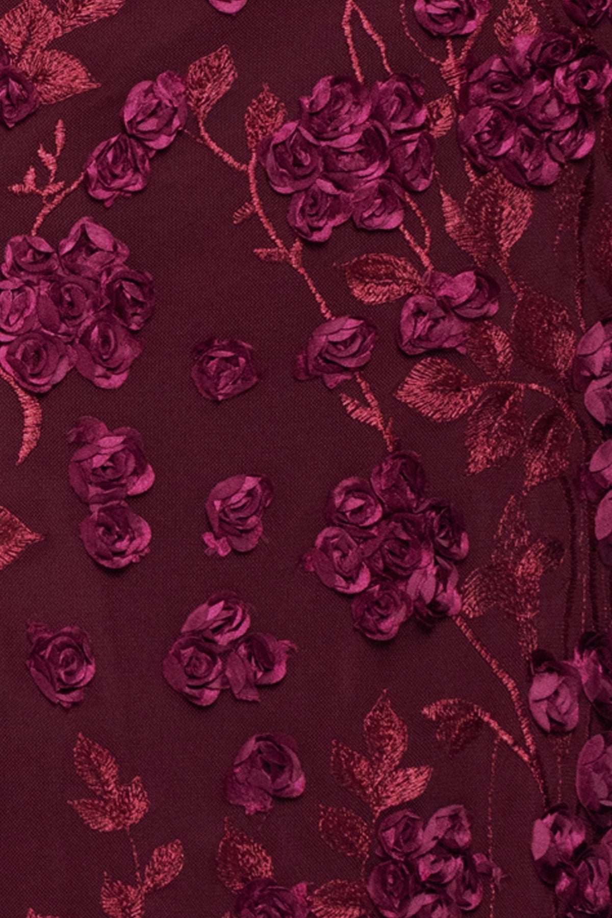"Ruby" Raised Flowers Long Sleeve Dress