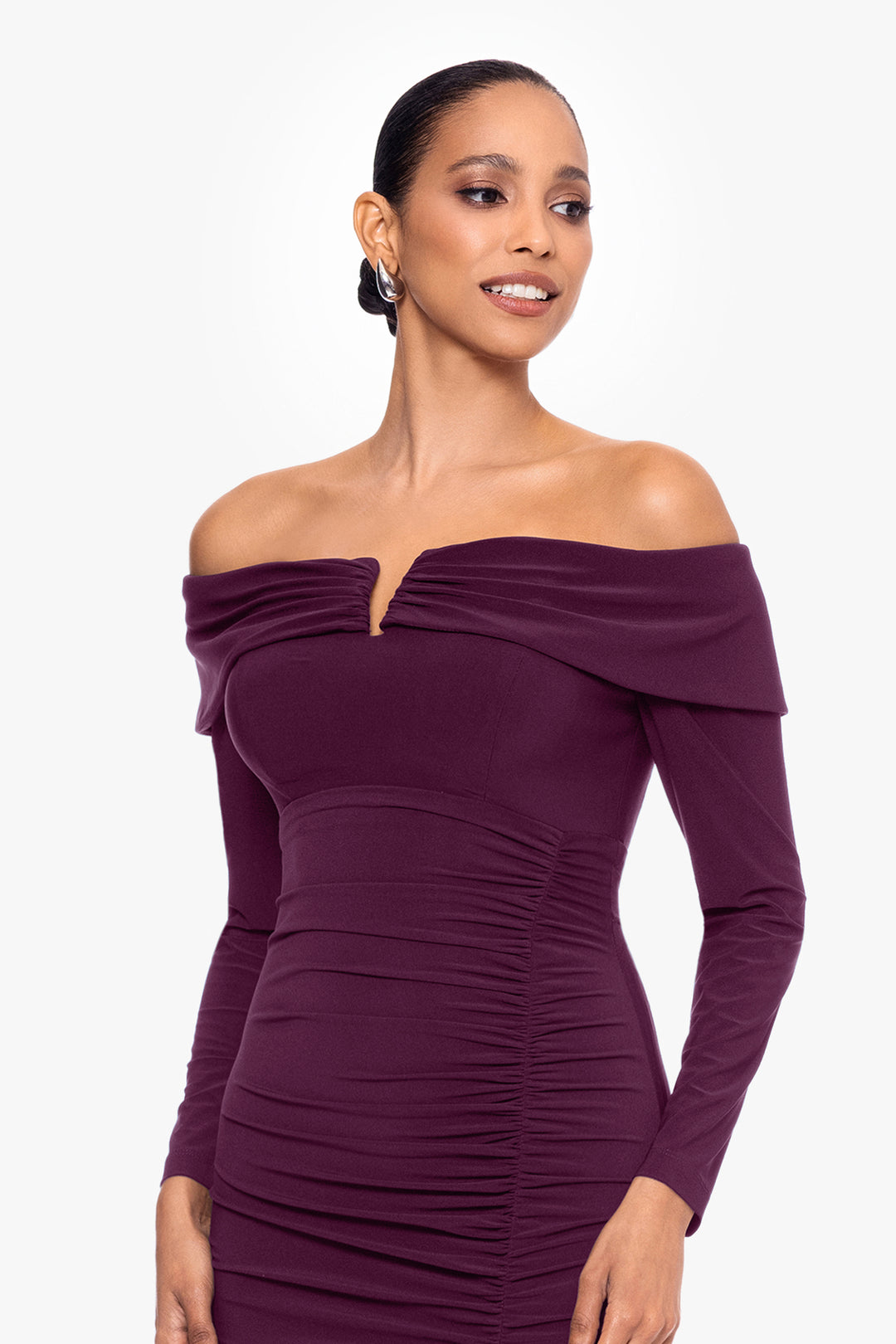 "Noreen" Long Off the Shoulder Jersey Knit Dress