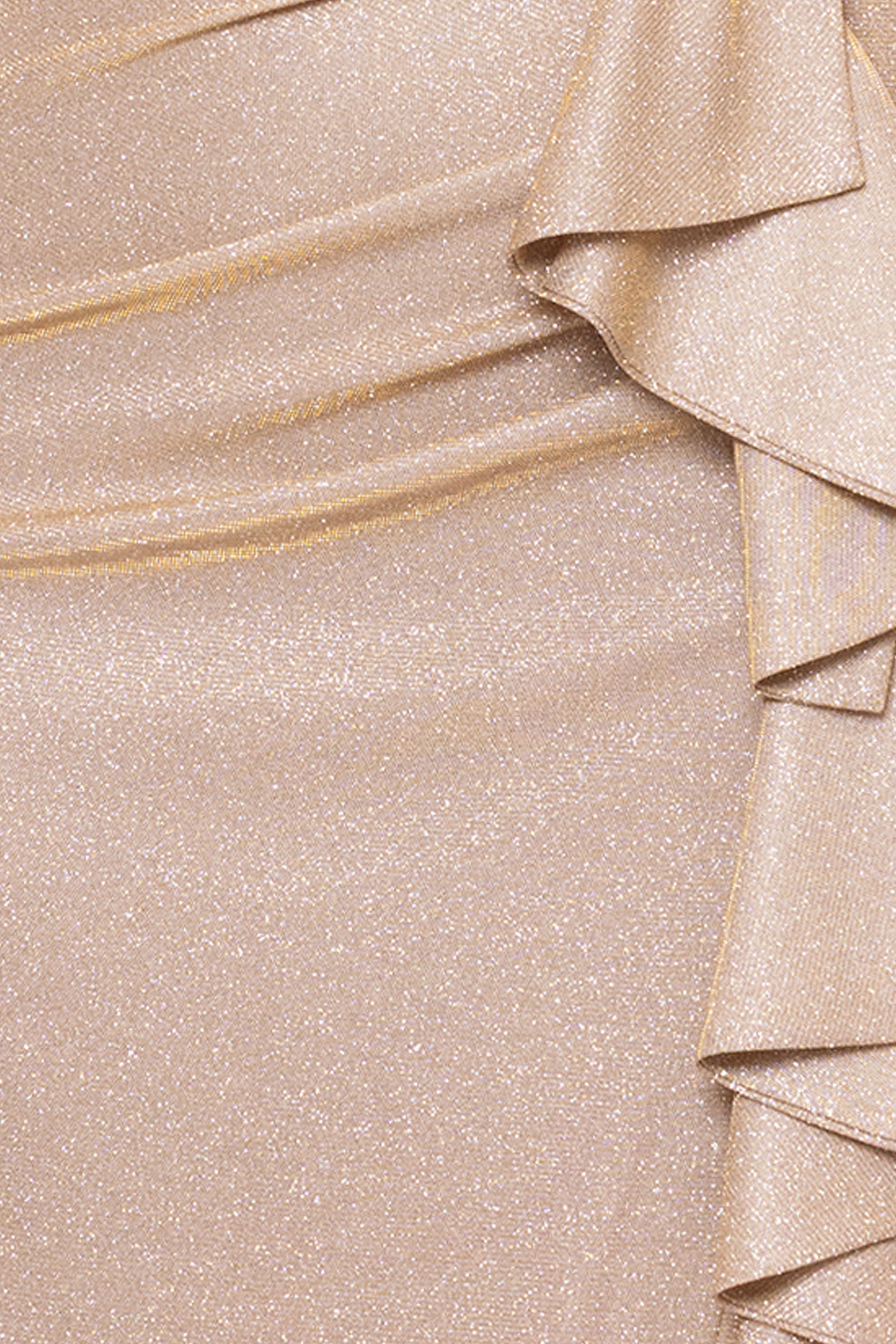 Plus "Raveena" Long Foil Knit Off the Shoulder Floor Length Ruffle Dress