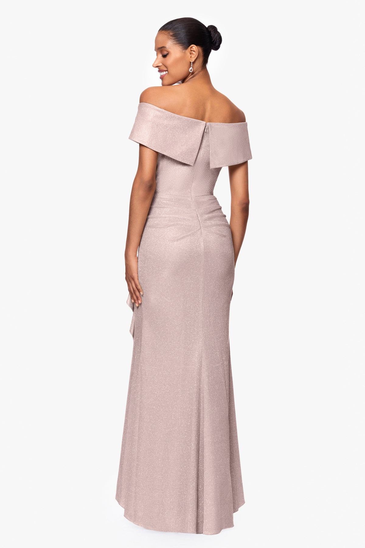 "Raveena" Foil Knit Ruffle Dress
