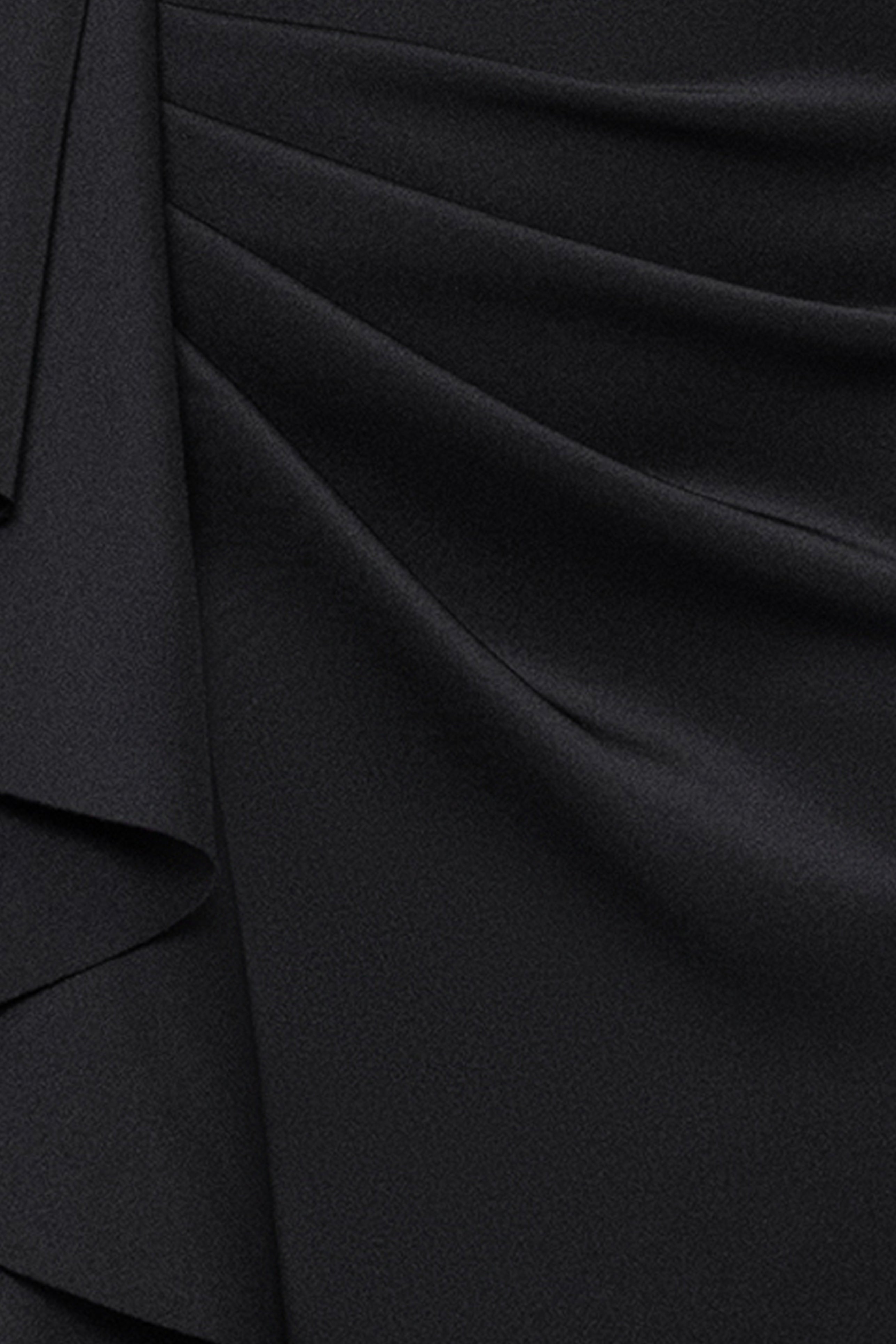 "Valerie" Techno Scuba Off the Shoulder Ruffle Floor Length Dress