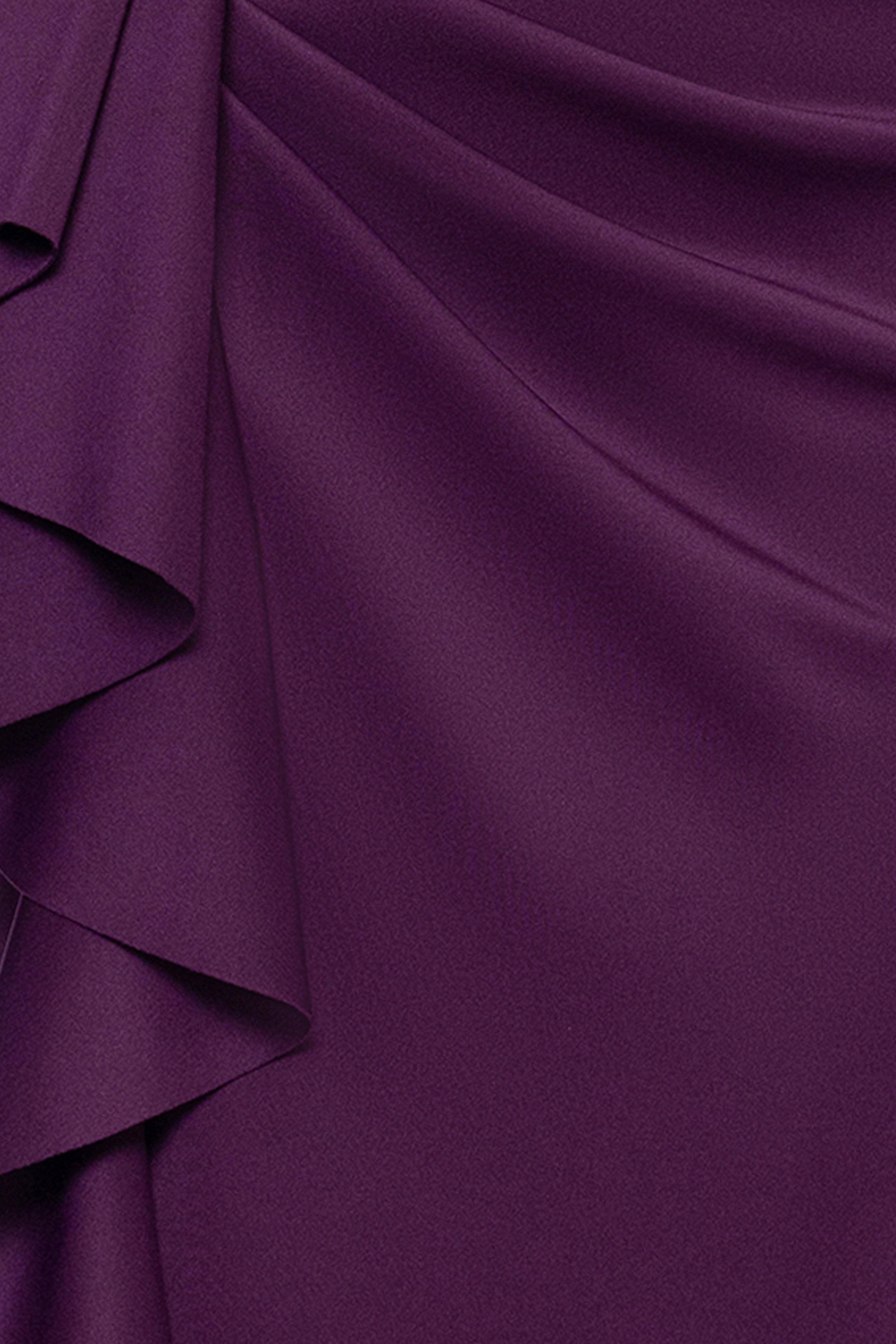 "Valerie" Techno Scuba Off the Shoulder Ruffle Floor Length Dress