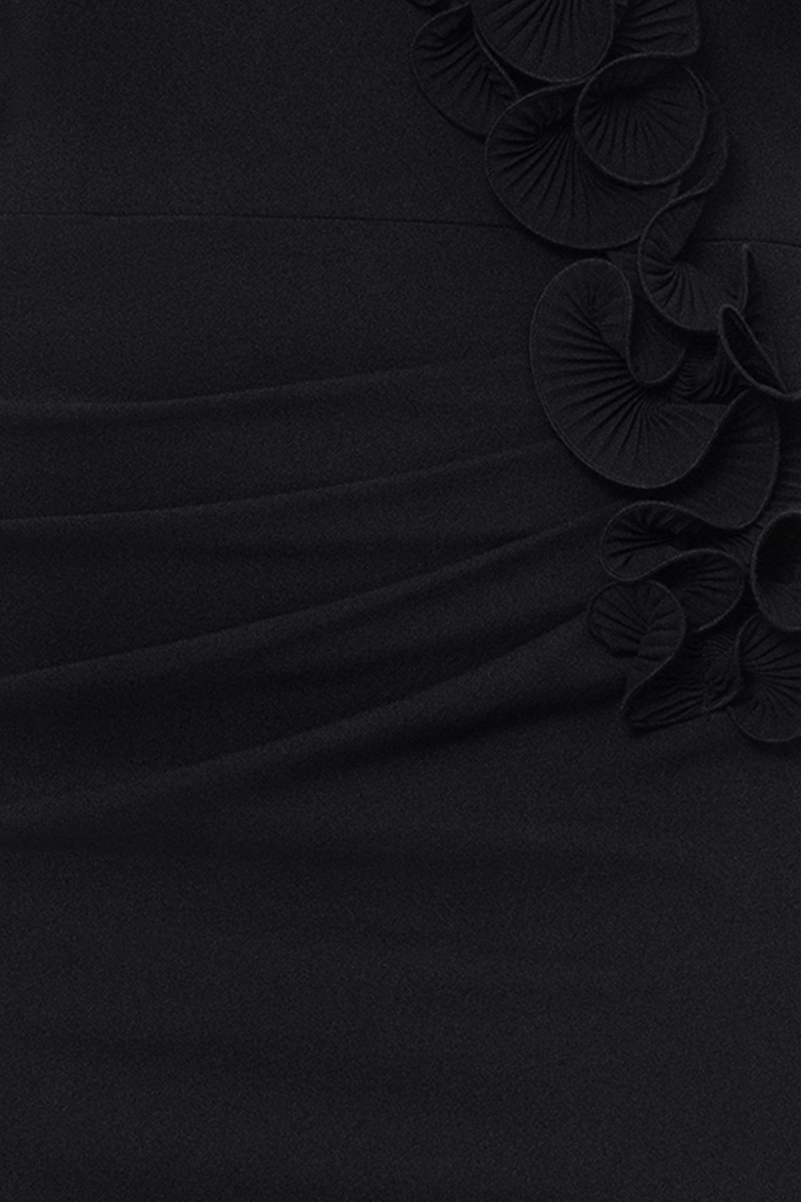 Plus "Kimberly" Scuba Crepe Chiffon Ruffle Strapless Floor Length Dress