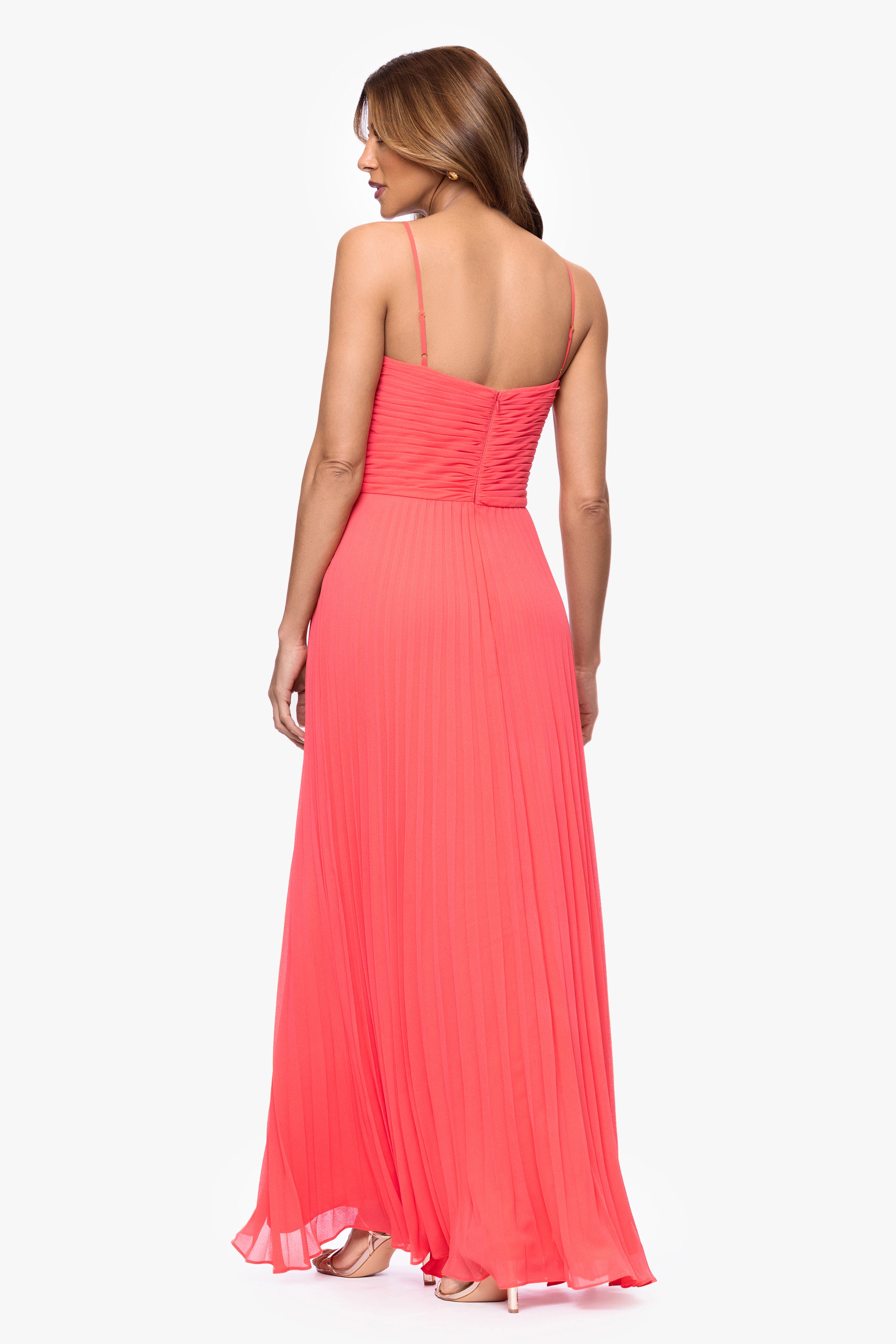 "Kaia" Chiffon Pleated Floor Length Dress