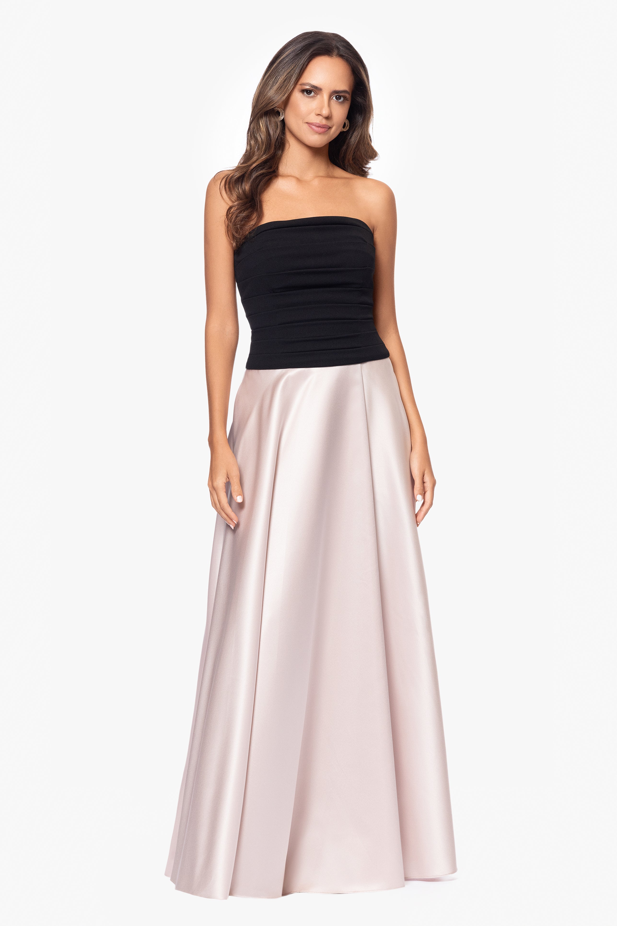 "Layla" Floor Length Scuba Crepe and Satin Gown