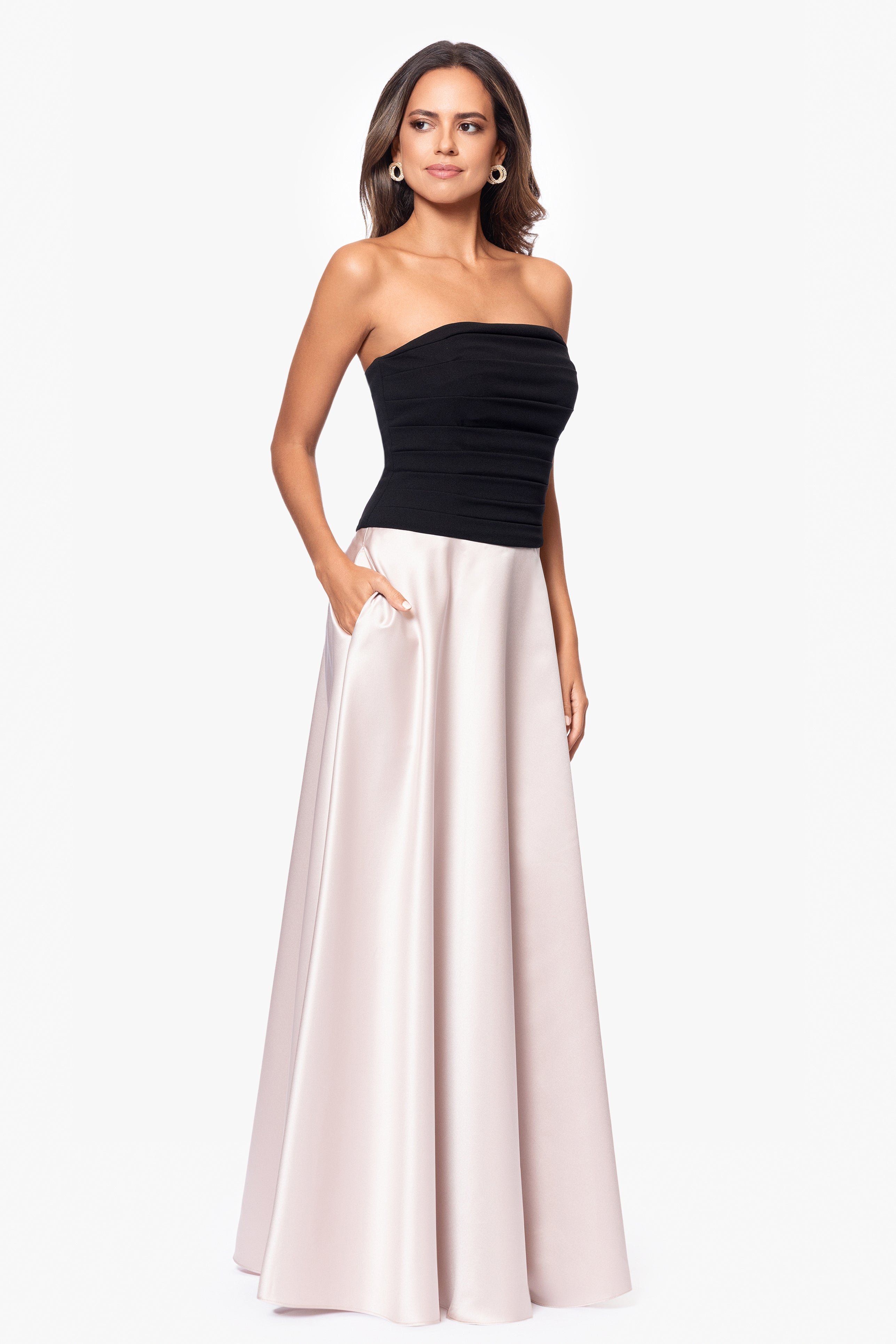 "Layla" Floor Length Scuba Crepe and Satin Gown