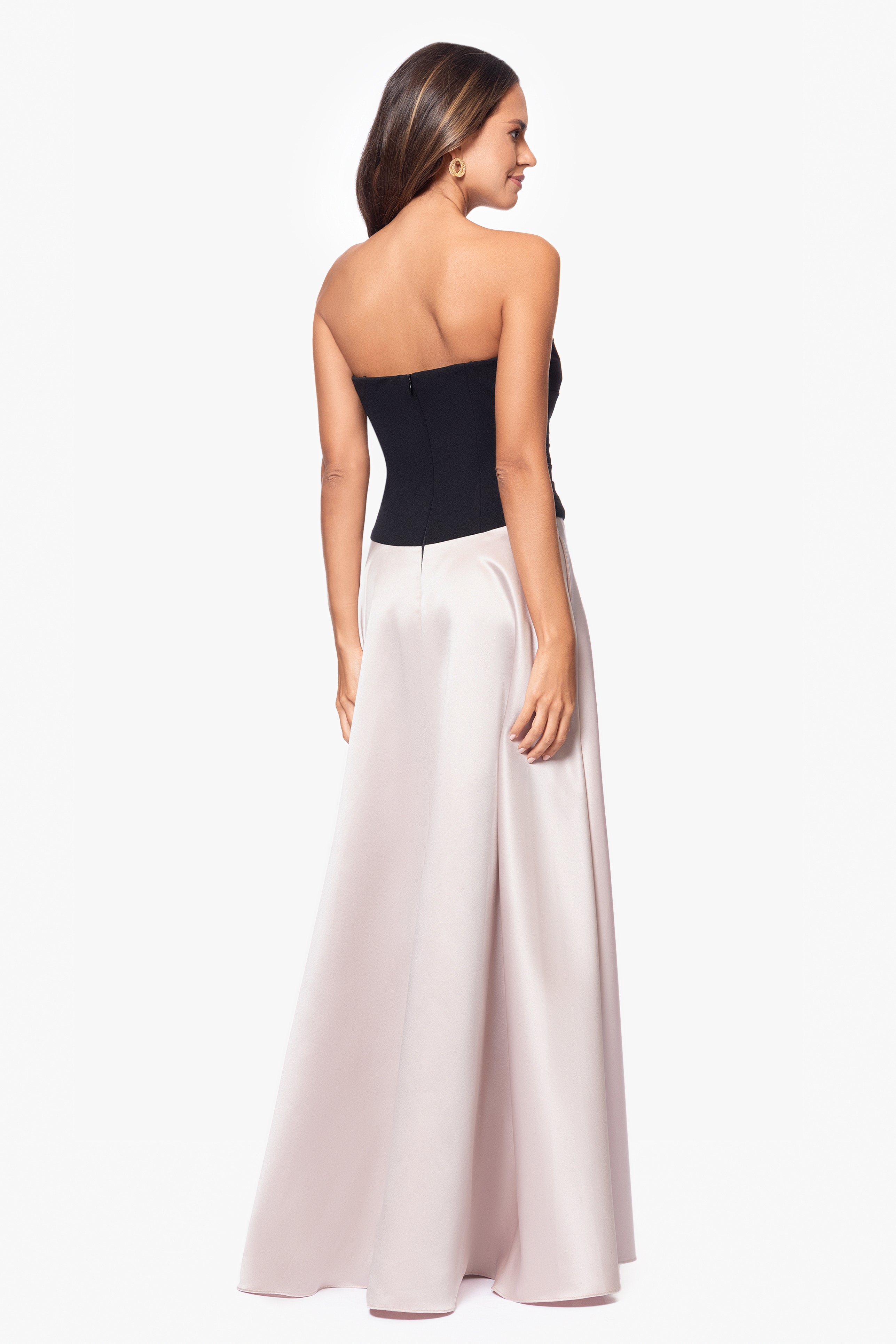 "Layla" Floor Length Scuba Crepe and Satin Gown