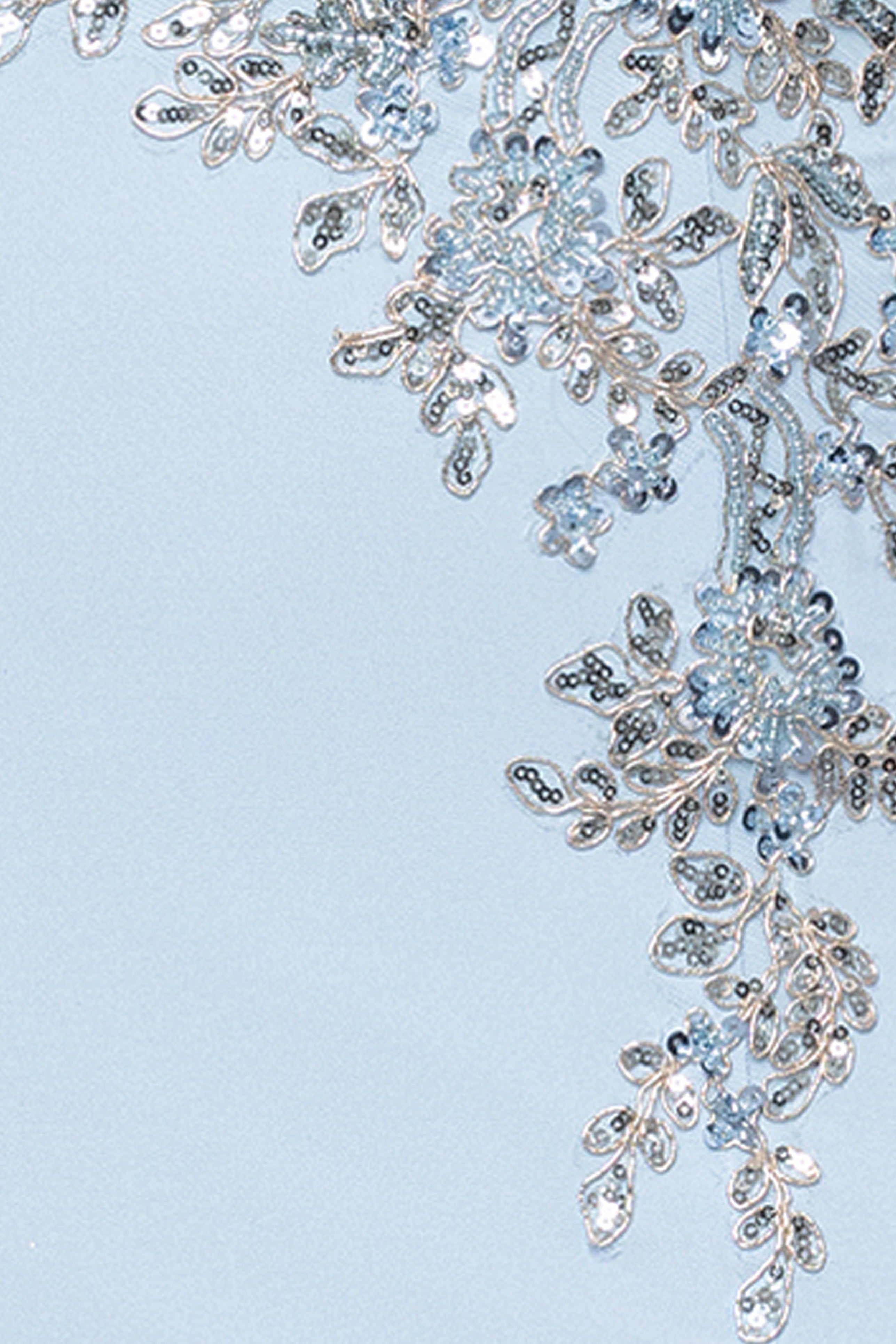 "Teresa" Jersey Knit One Shoulder Applique Floor Length Dress