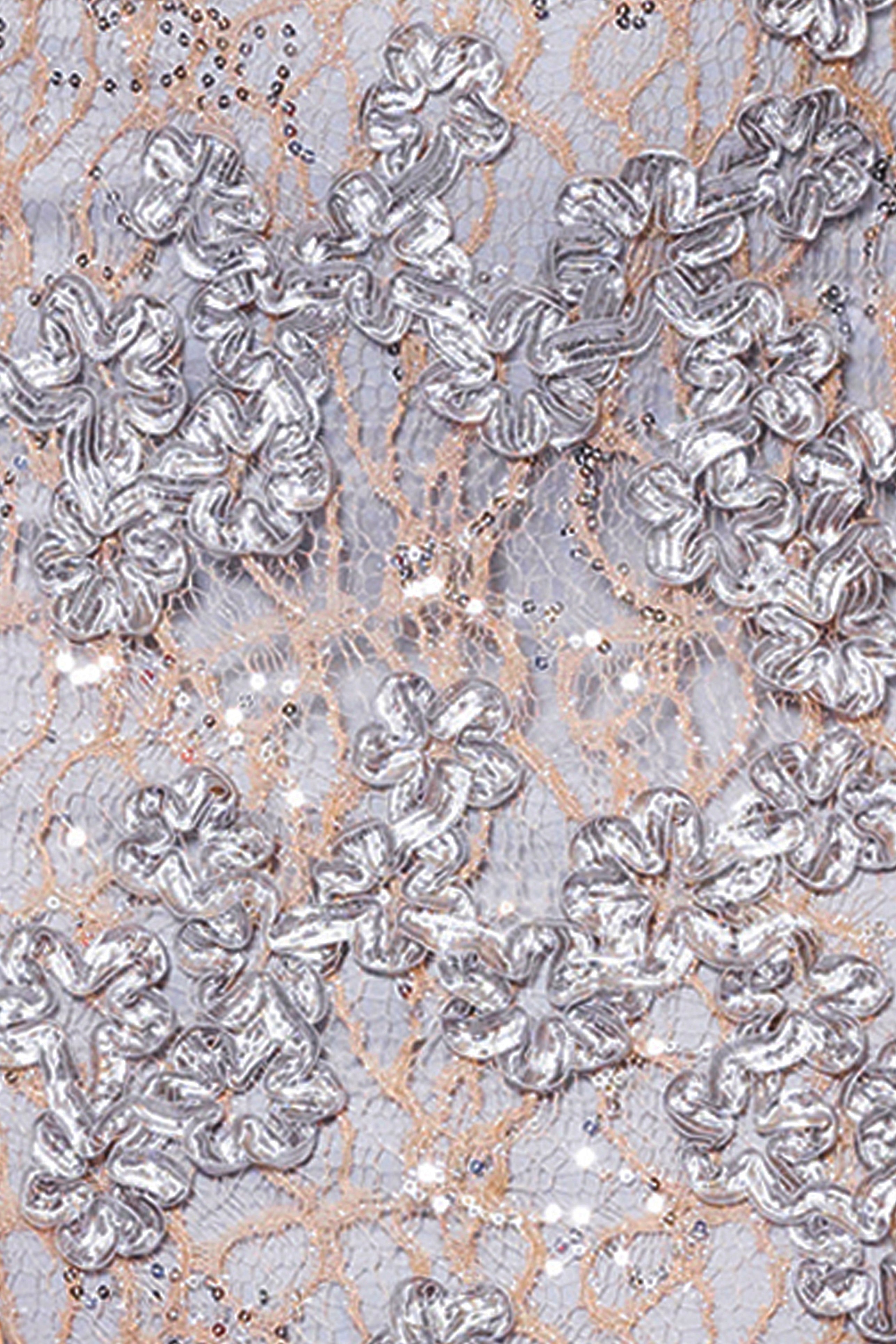 Petite "Andrea" Halter Neck Soutache Lace Floor Length Dress