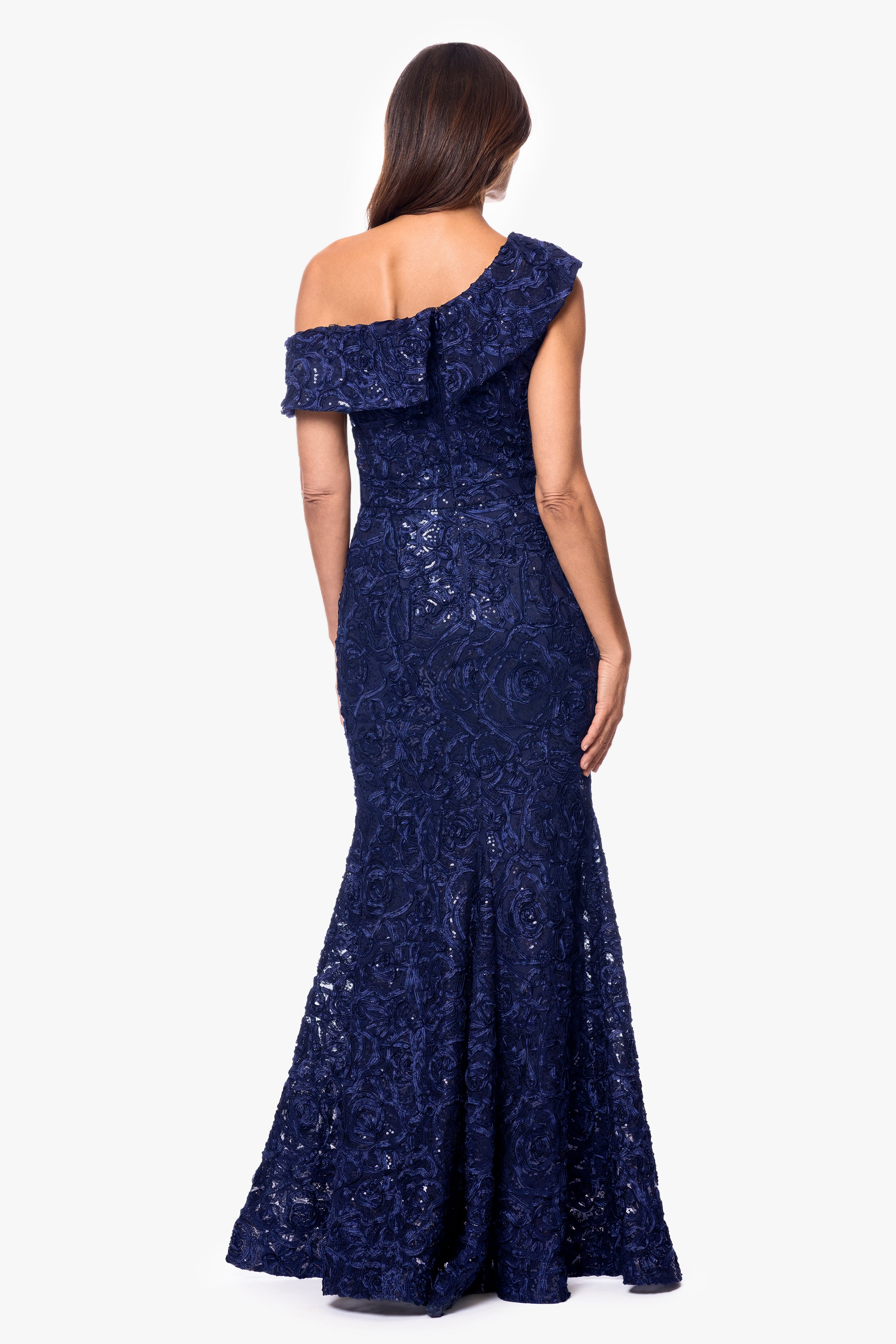 "Claire" Soutache Lace Off Shoulder Floor Length Dress