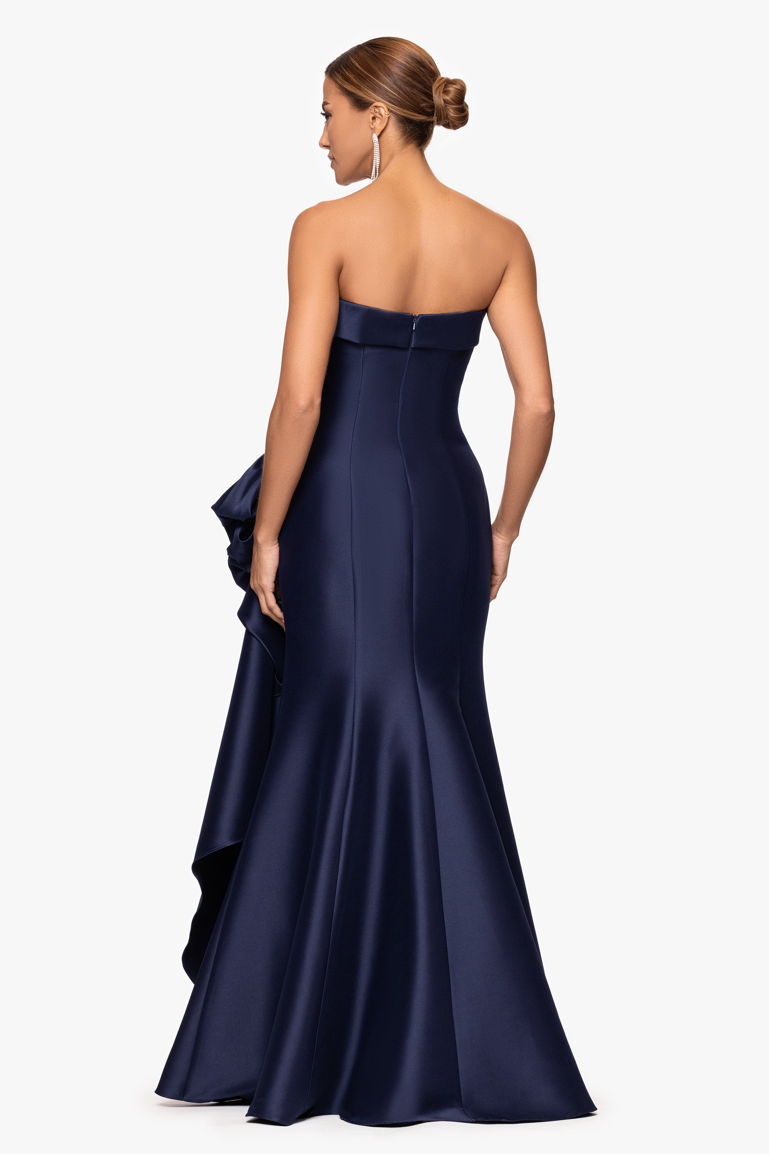"Diana" Mikado Strapless Rouched Floor Length Dress