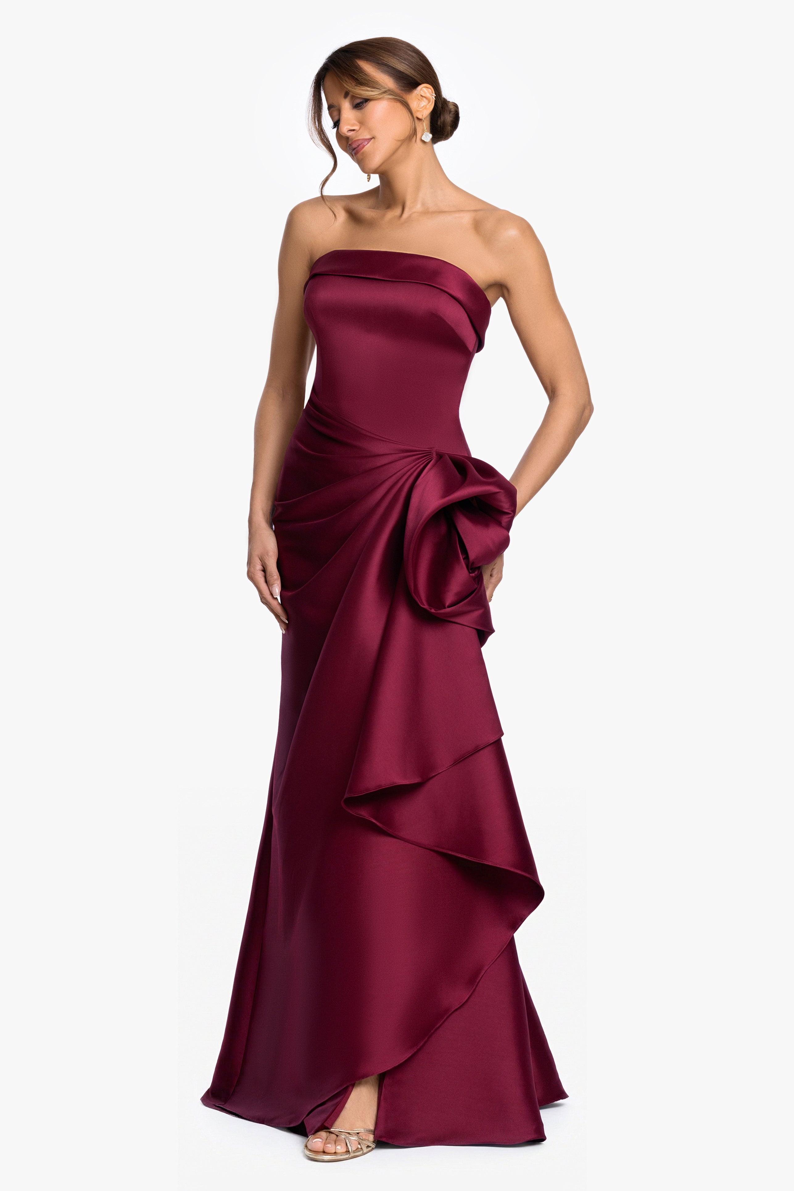 "Diana" Mikado Strapless Rouched Dress