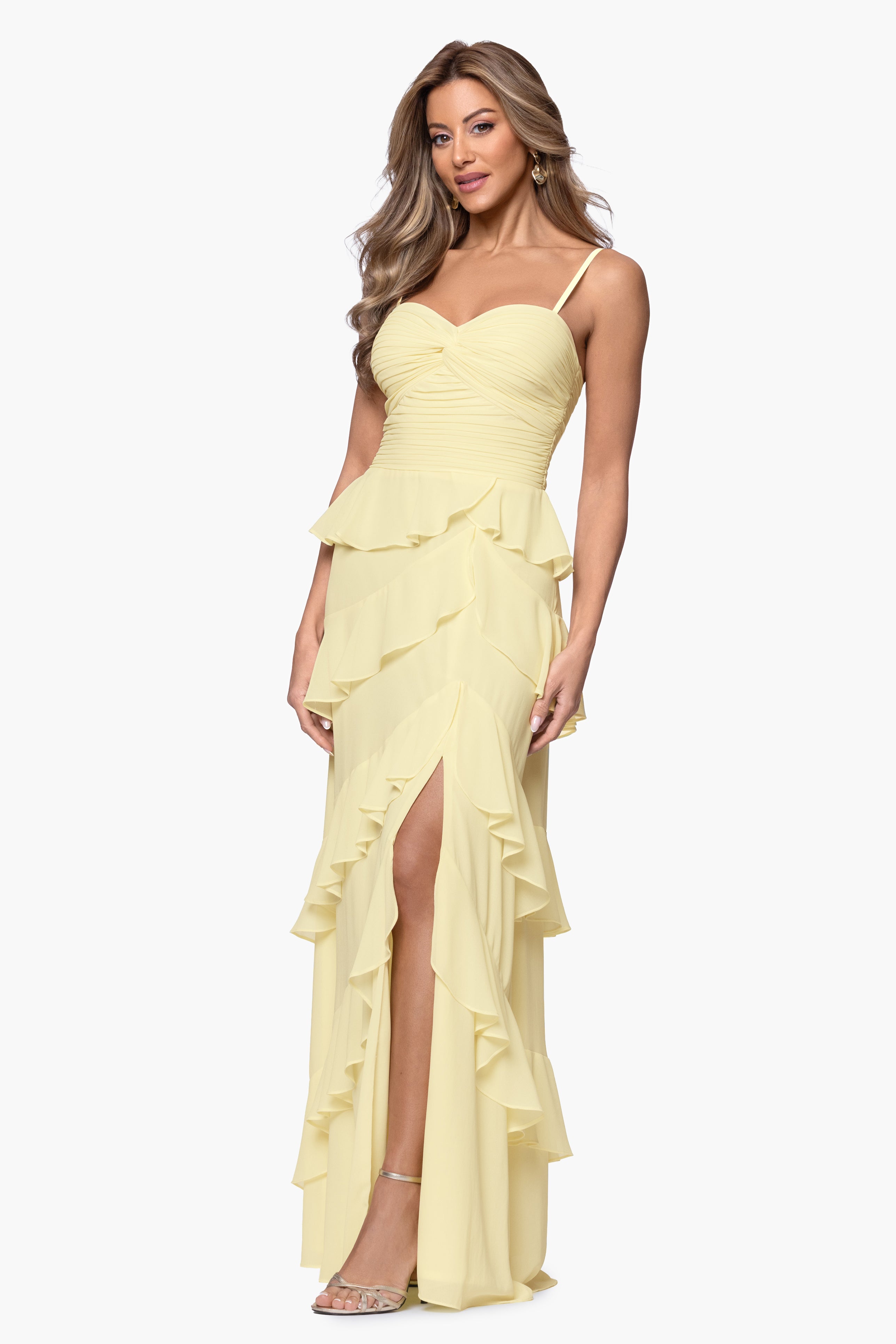 "Penny" Chiffon Tiered Ruffle Floor Length Dress