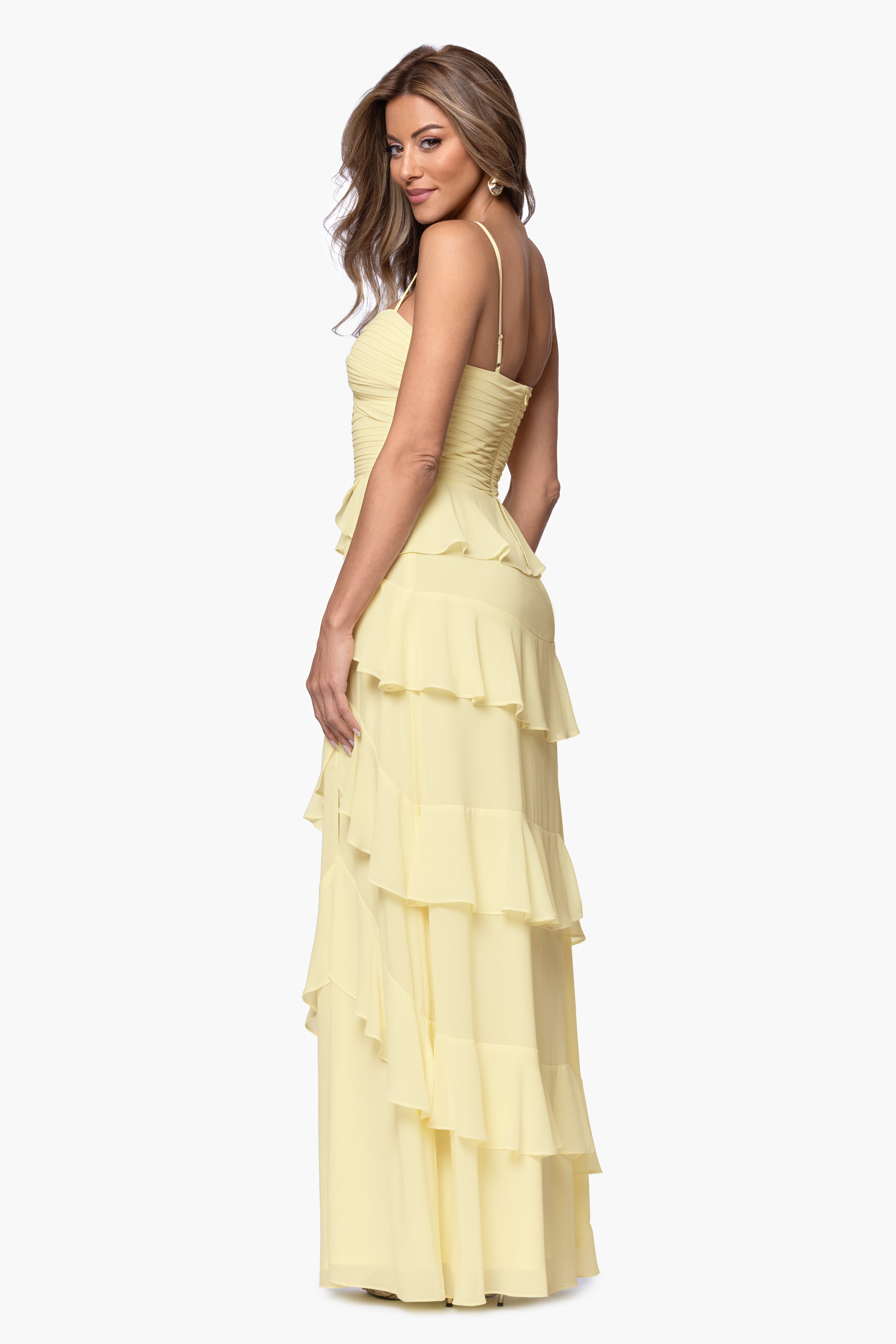 "Penny" Chiffon Tiered Ruffle Floor Length Dress