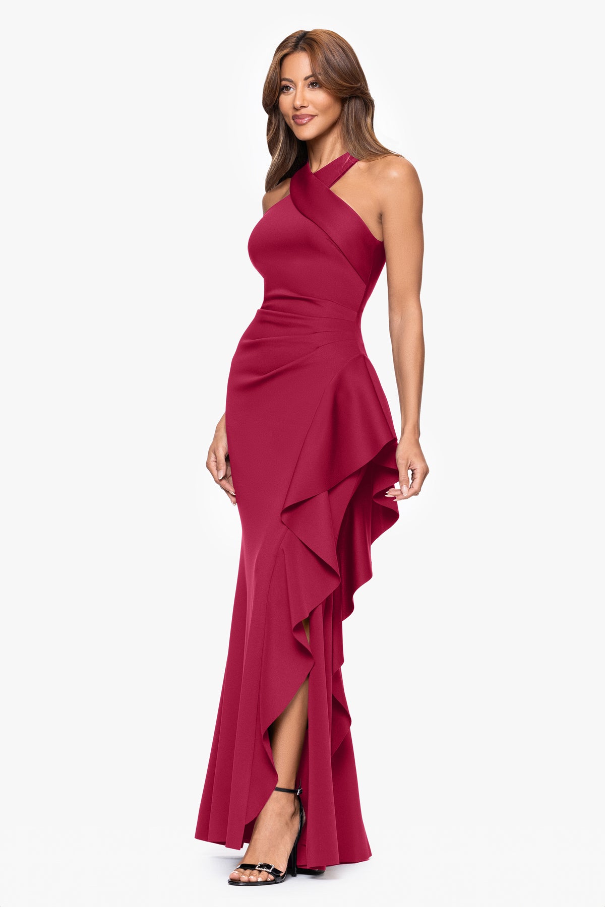 "Gigi" Techno Scuba Cross Neck Dress