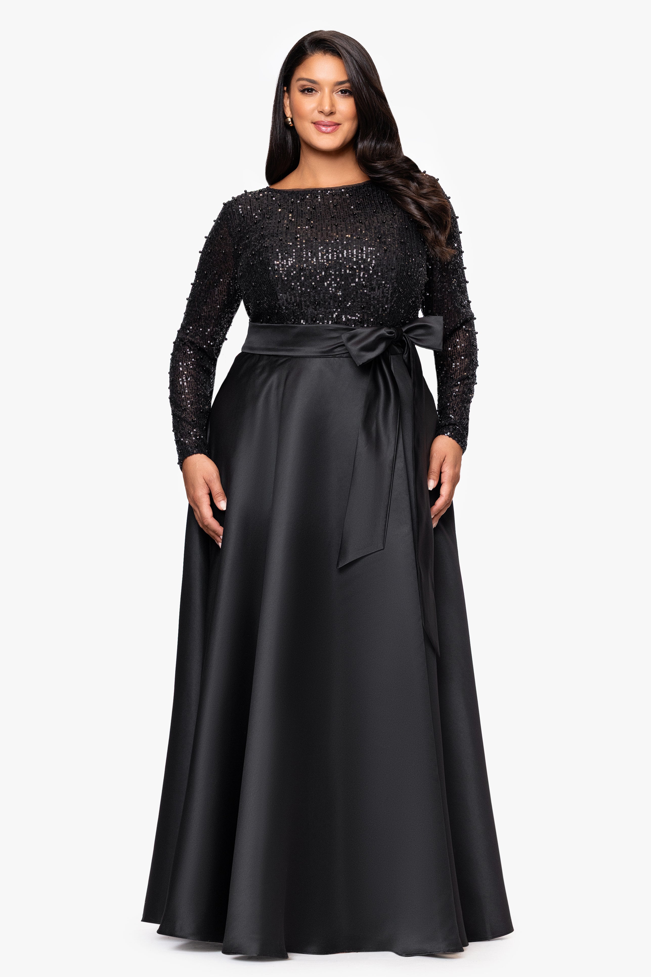 Plus "Amanda" Sequin Top & Satin Skirt Dress