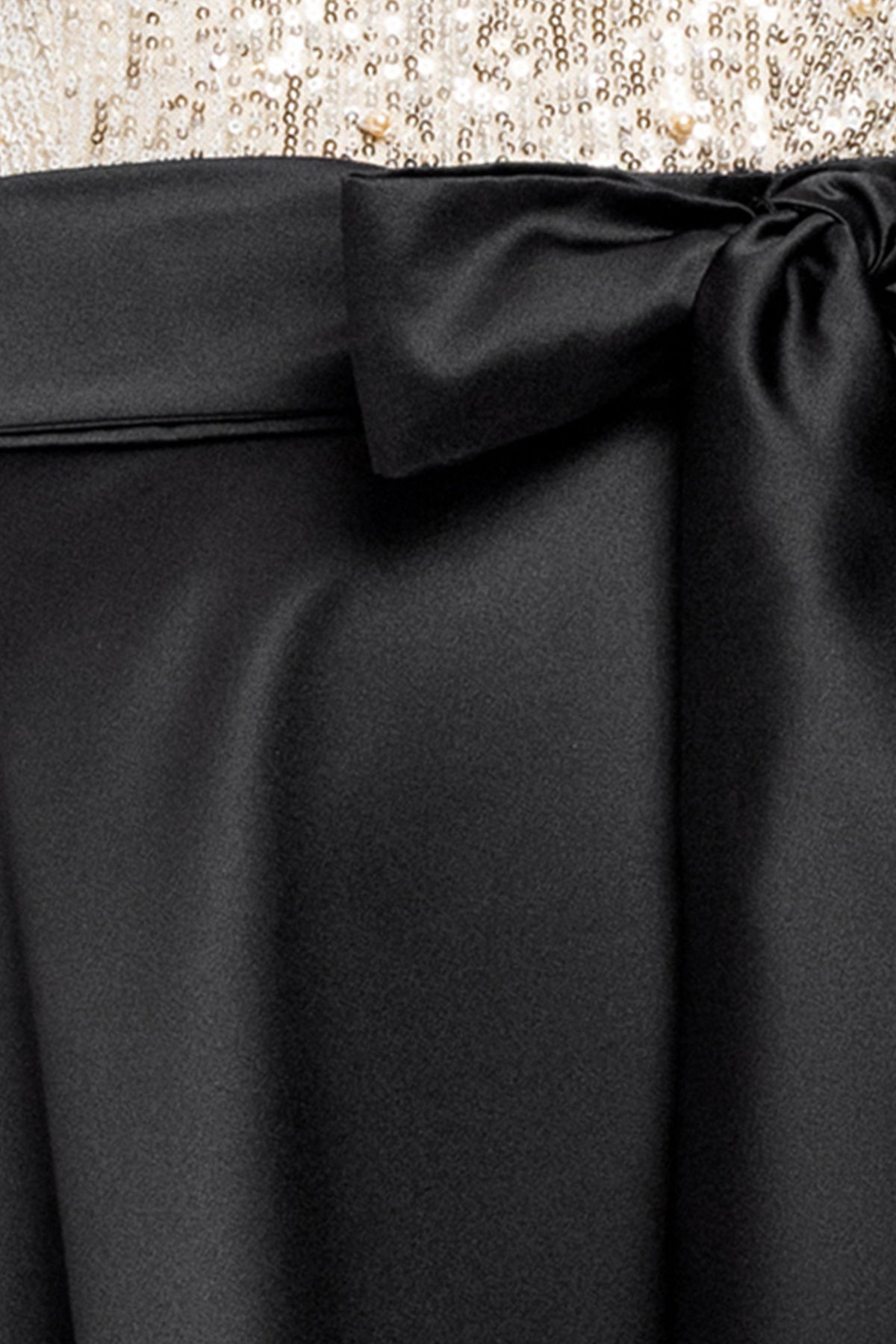 "Amanda" Satin Skirt and Sequin Bodice Long Sleeve Dress