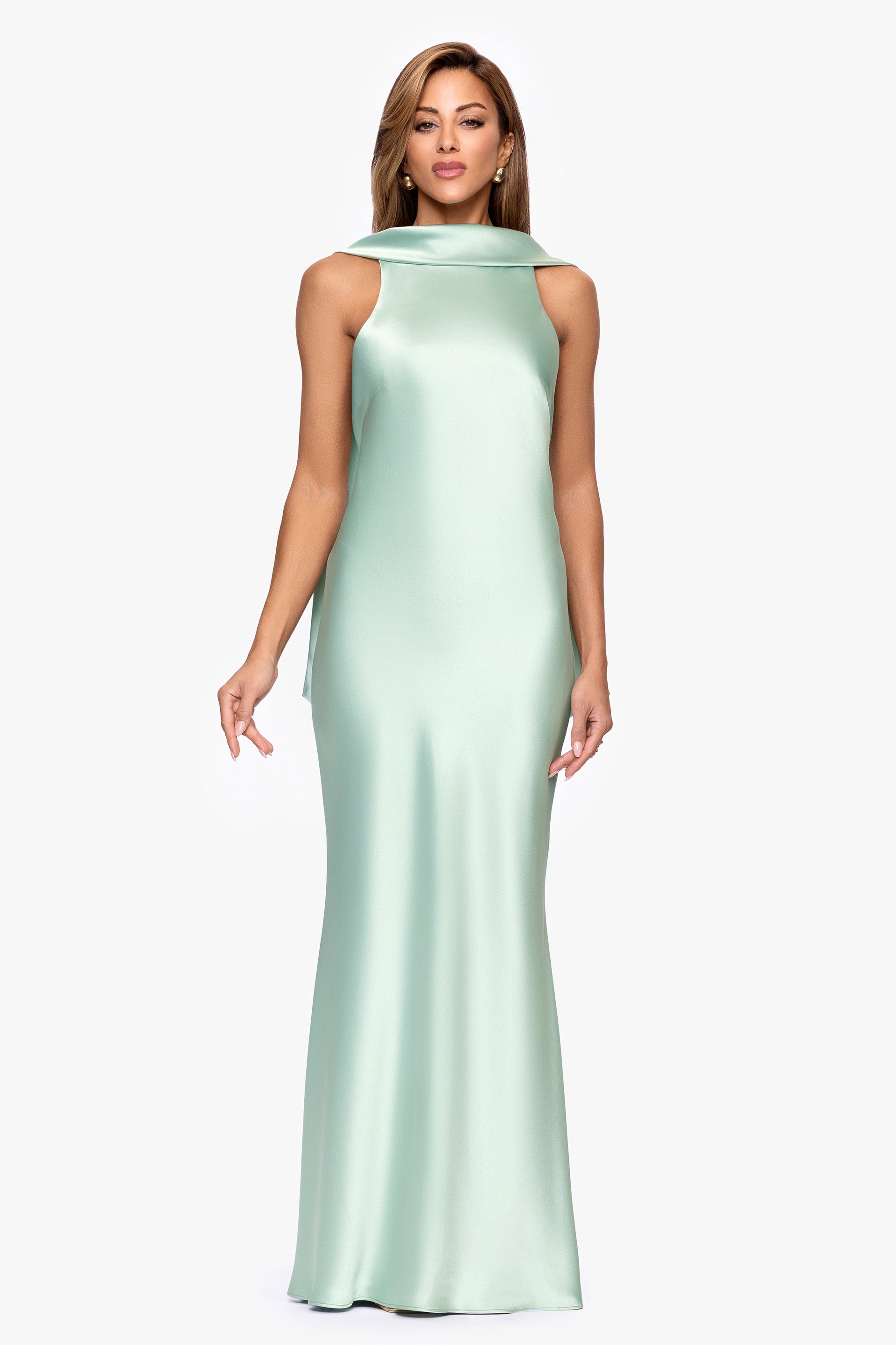 "Mackenzie" Satin Back Sash Dress