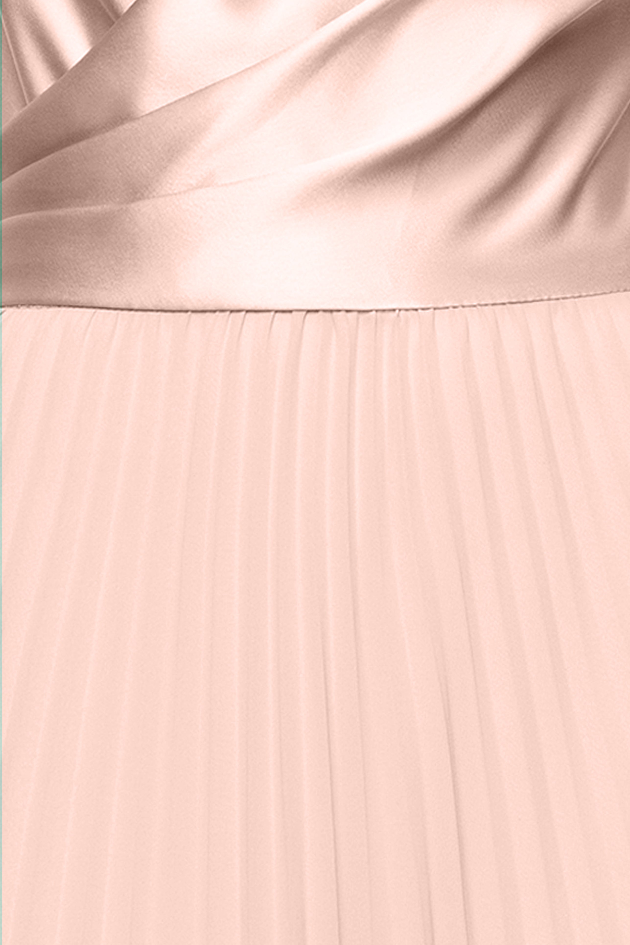 "Brooke" Satin and Chiffon Long Sleeve Floor Length Dress