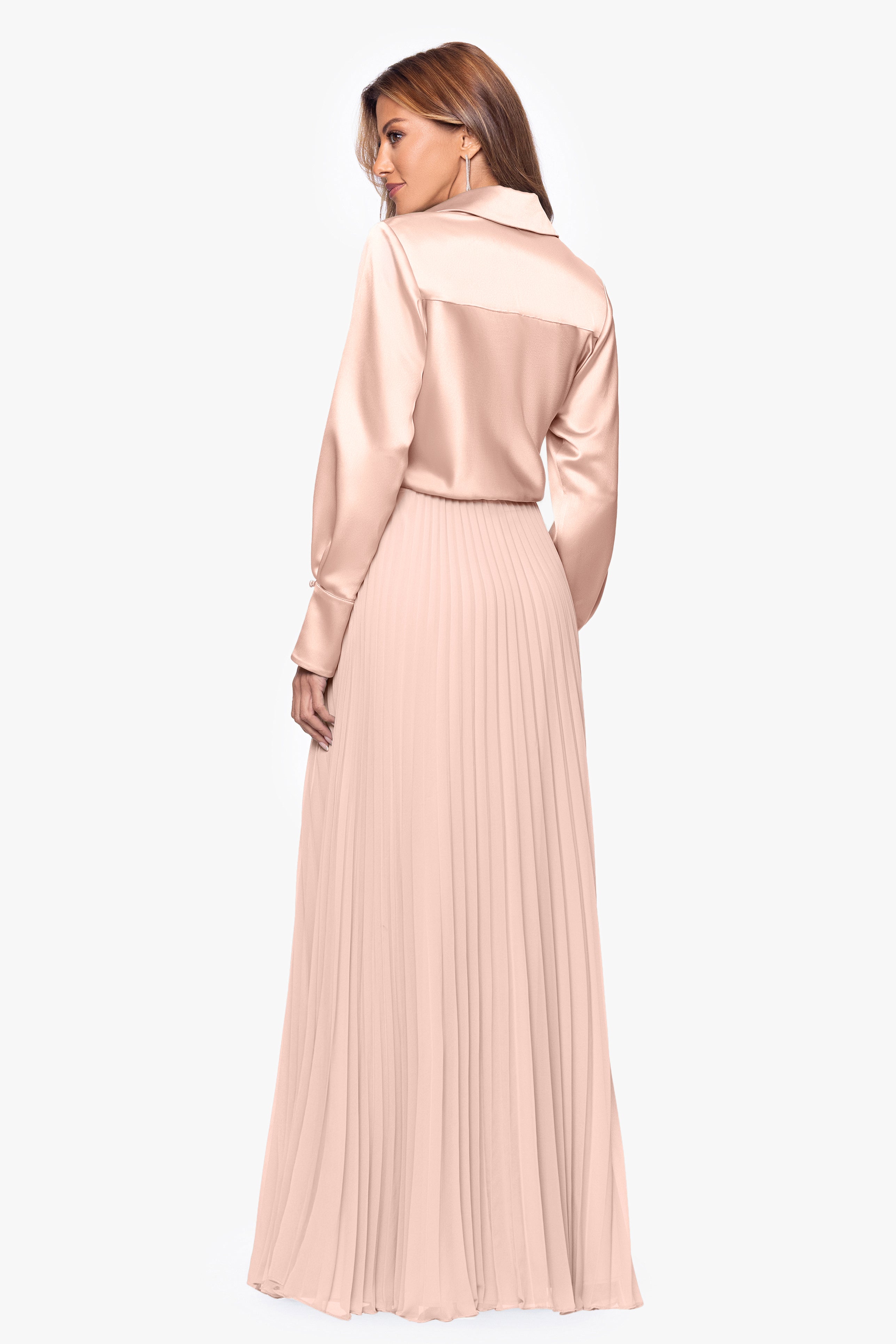 midi xscape dresses Xscape Women's Long Sleeve Satin Gown, Sage, 10