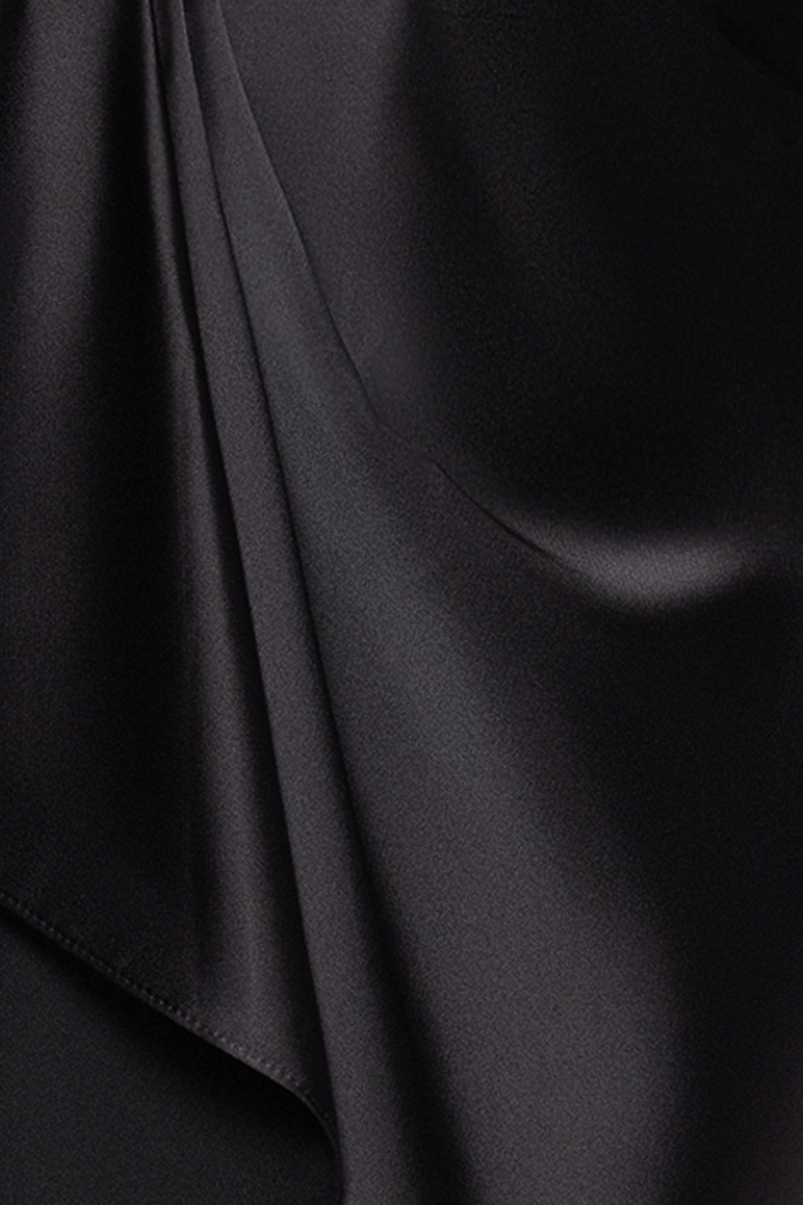 "Raya" Satin Cold Shoulder Collared Long Sleeve Dress