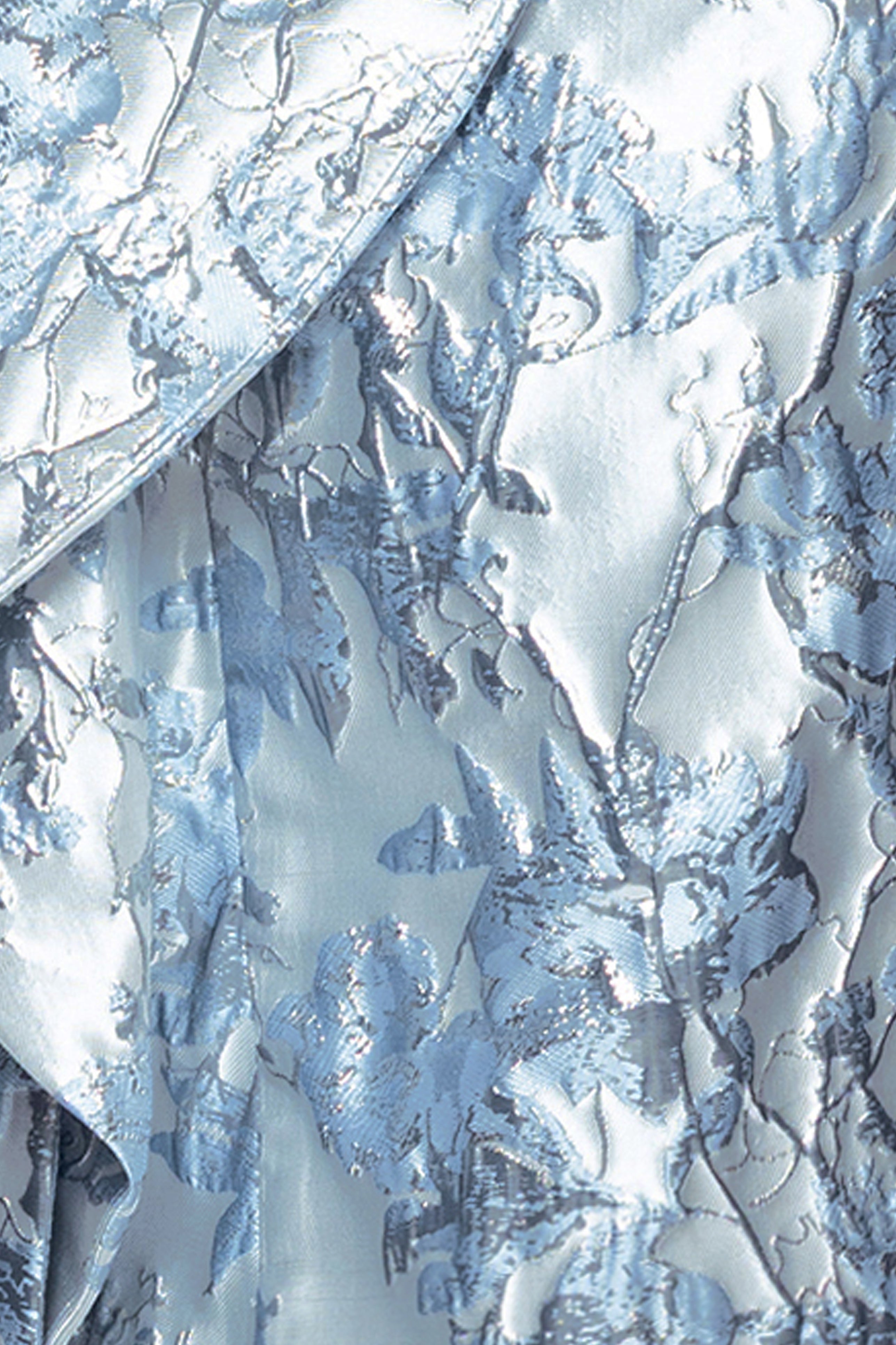 "Ida" Brocade One Shoulder Ruffle Floor Length Dress