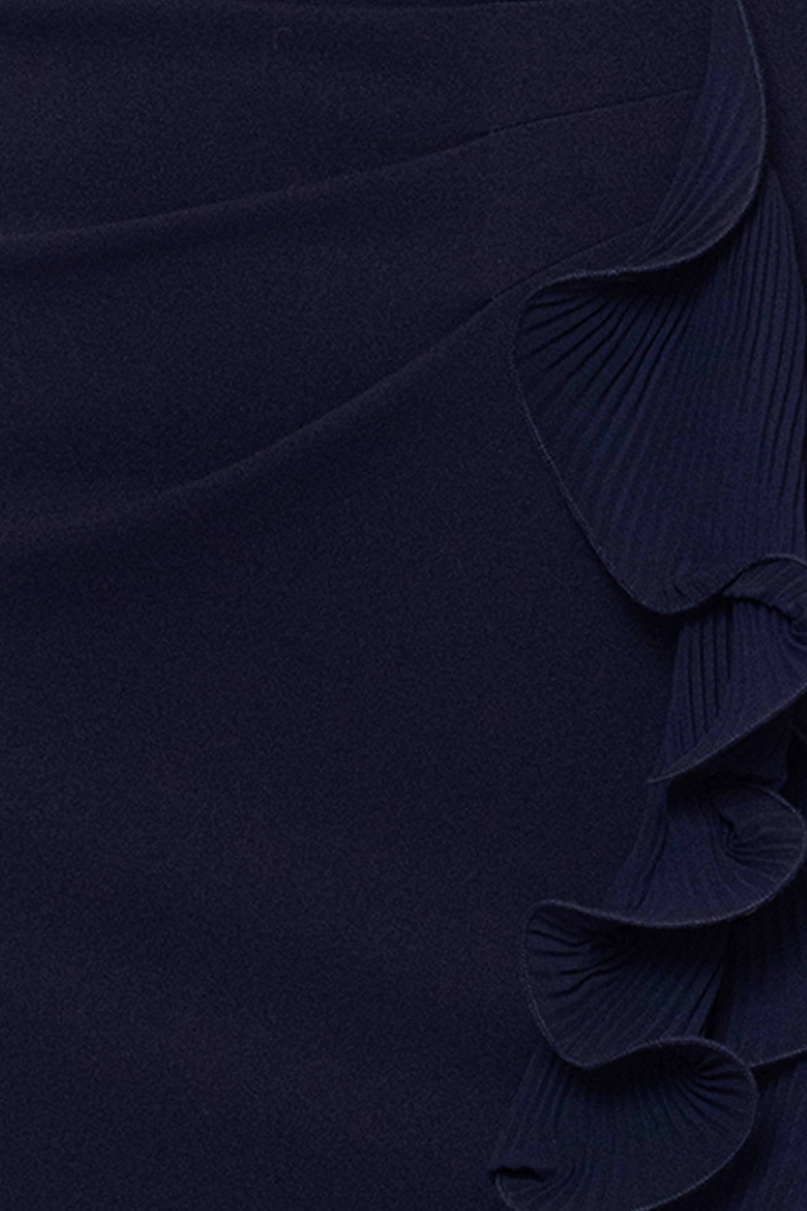 Plus "Sara" Scuba Crepe with Chiffon Ruffle Floor Length Dress