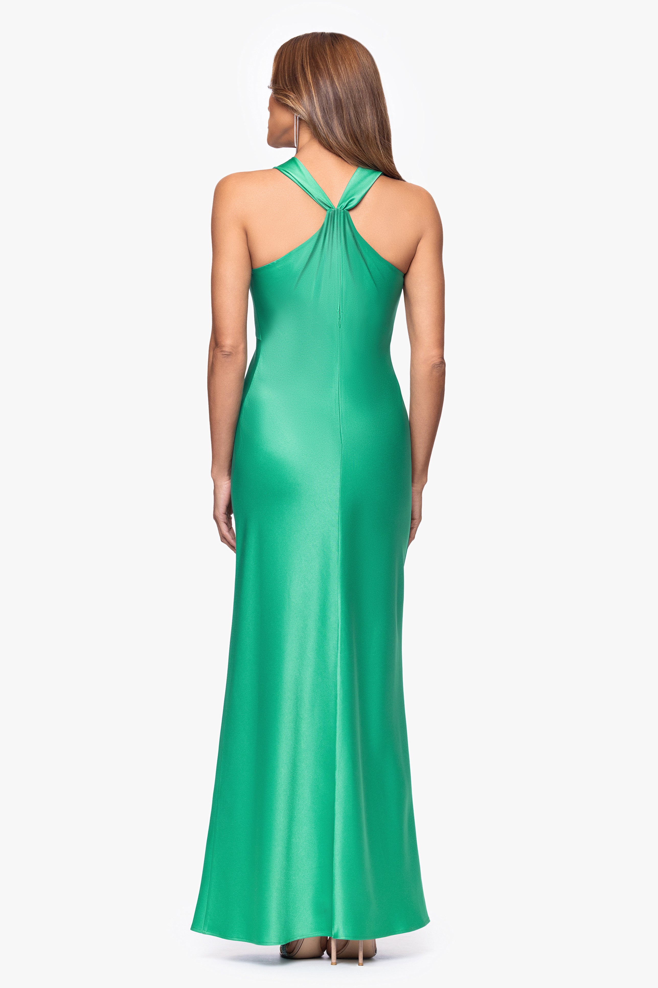 "Veronica" Satin Cowl Neck Floor Length Dress