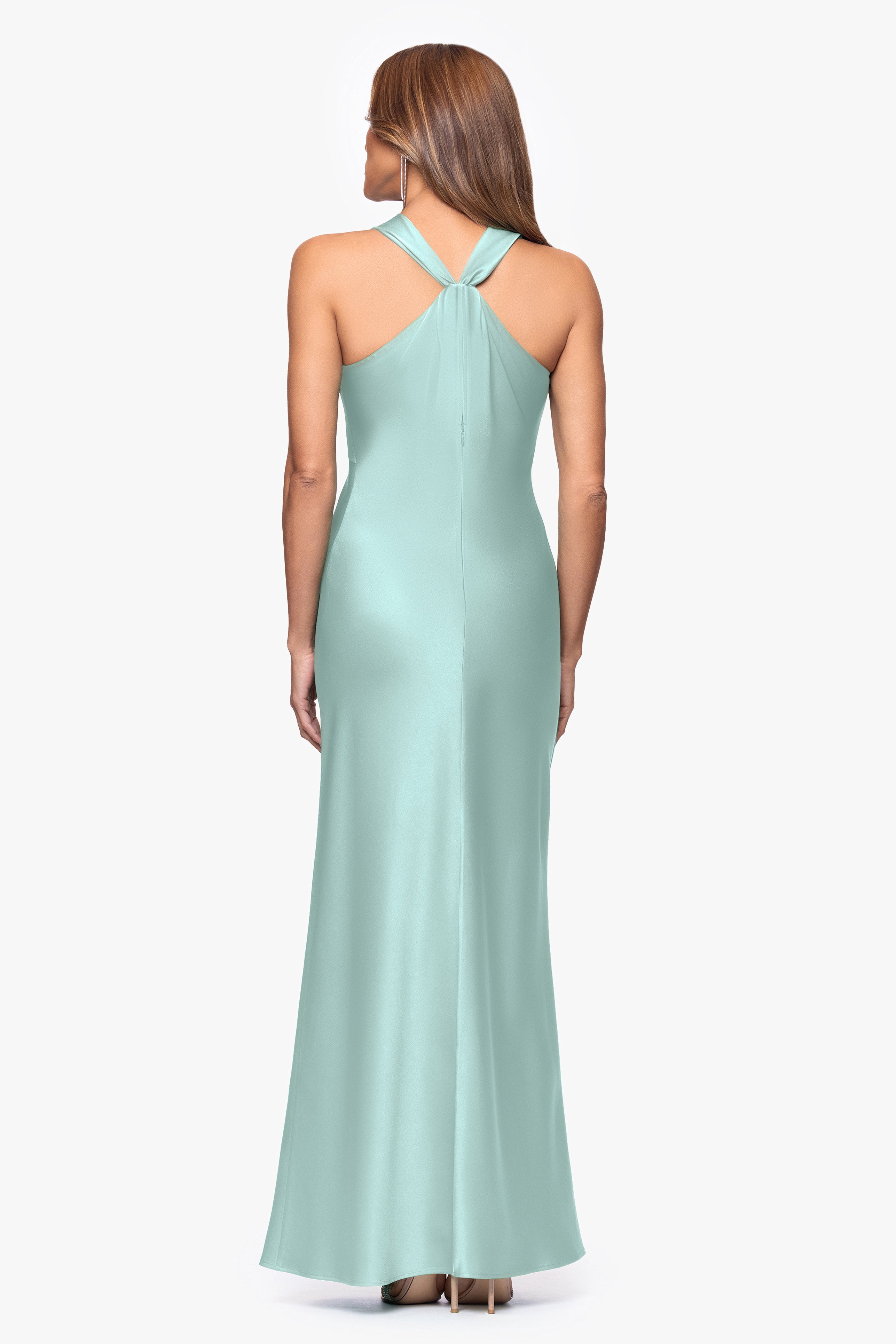 "Veronica" Satin Cowl Neck Floor Length Dress