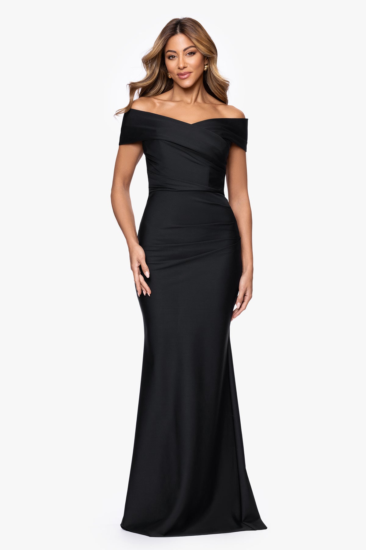 "Eloise" Bended Knit Off The Shoulder Ruched Dress
